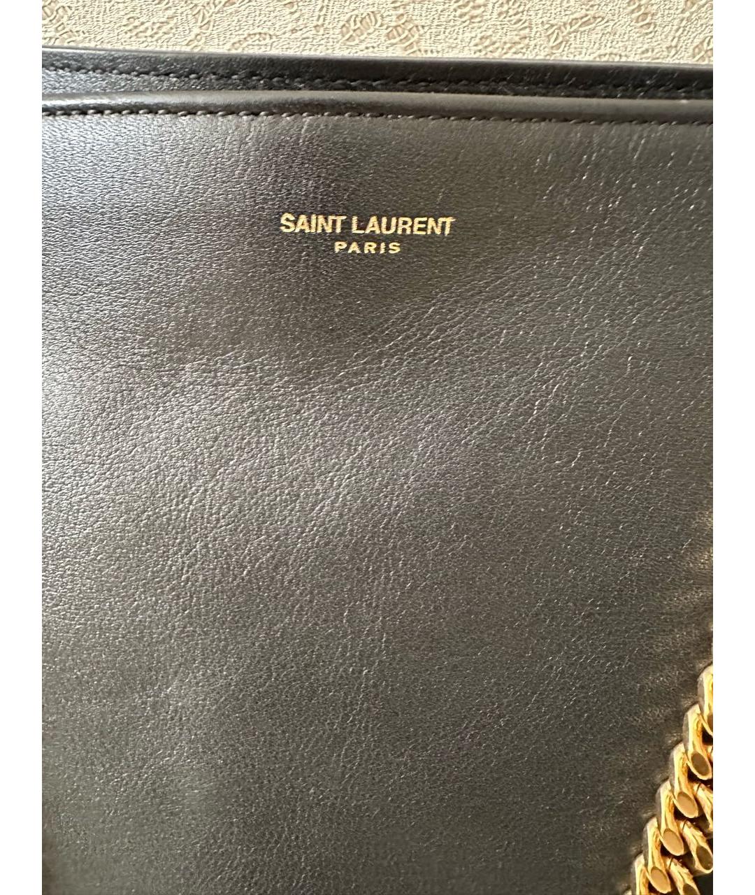 SAINT LAURENT Черная кожаная сумка тоут, фото 3