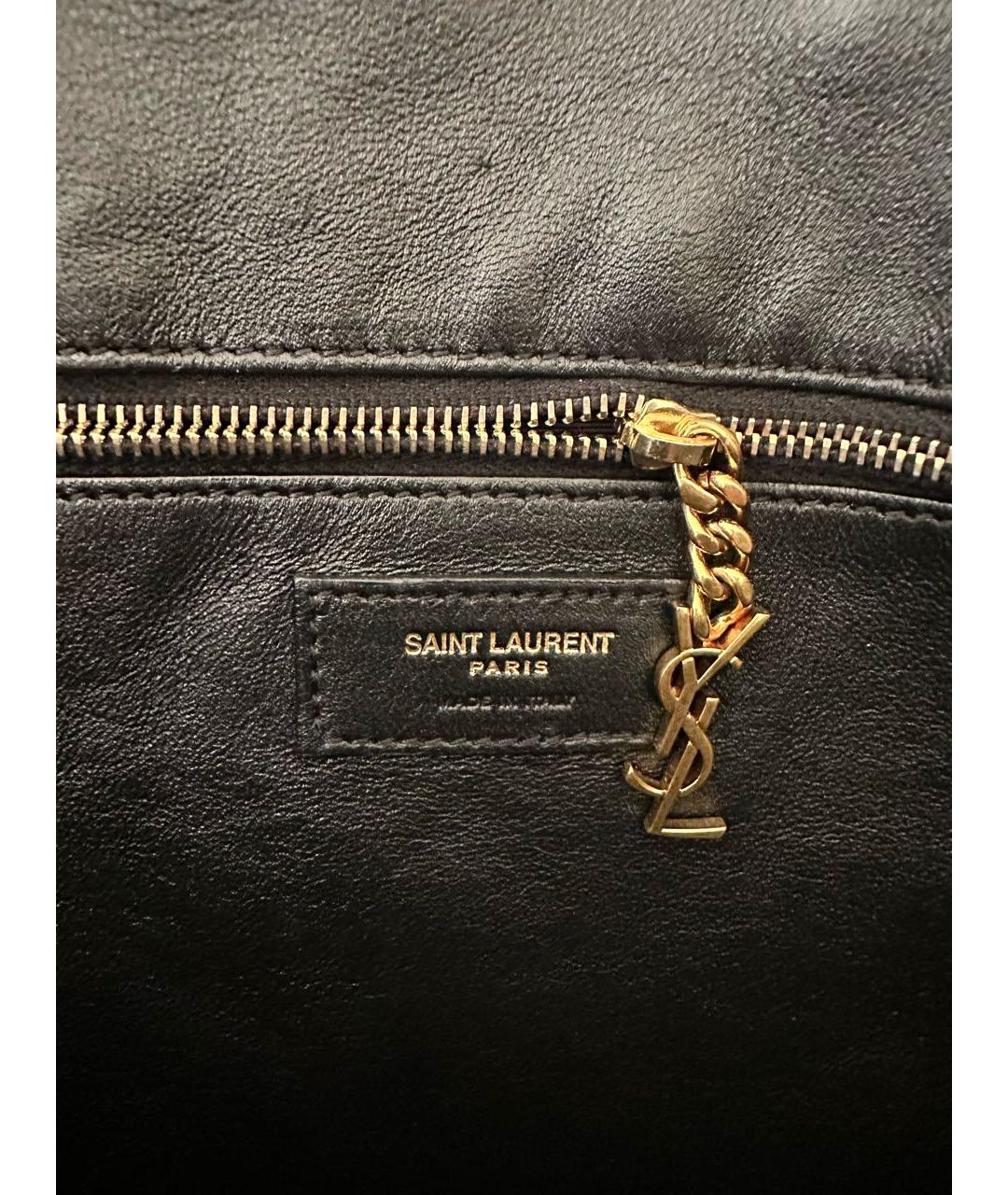 SAINT LAURENT Черная кожаная сумка тоут, фото 5