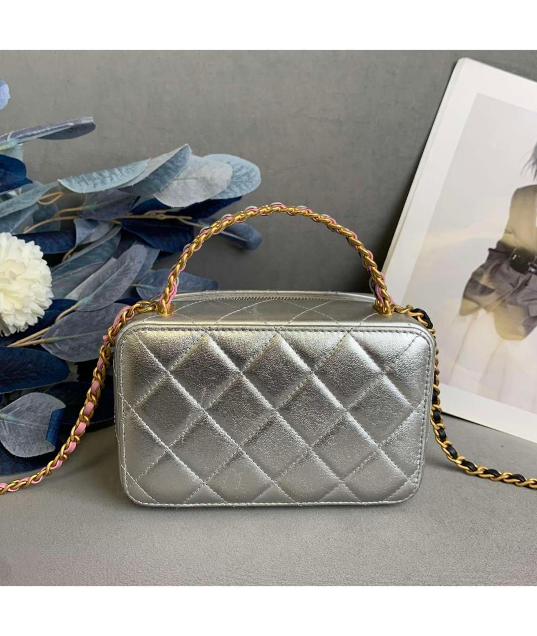 CHANEL Серебряная кожаная сумка тоут, фото 3