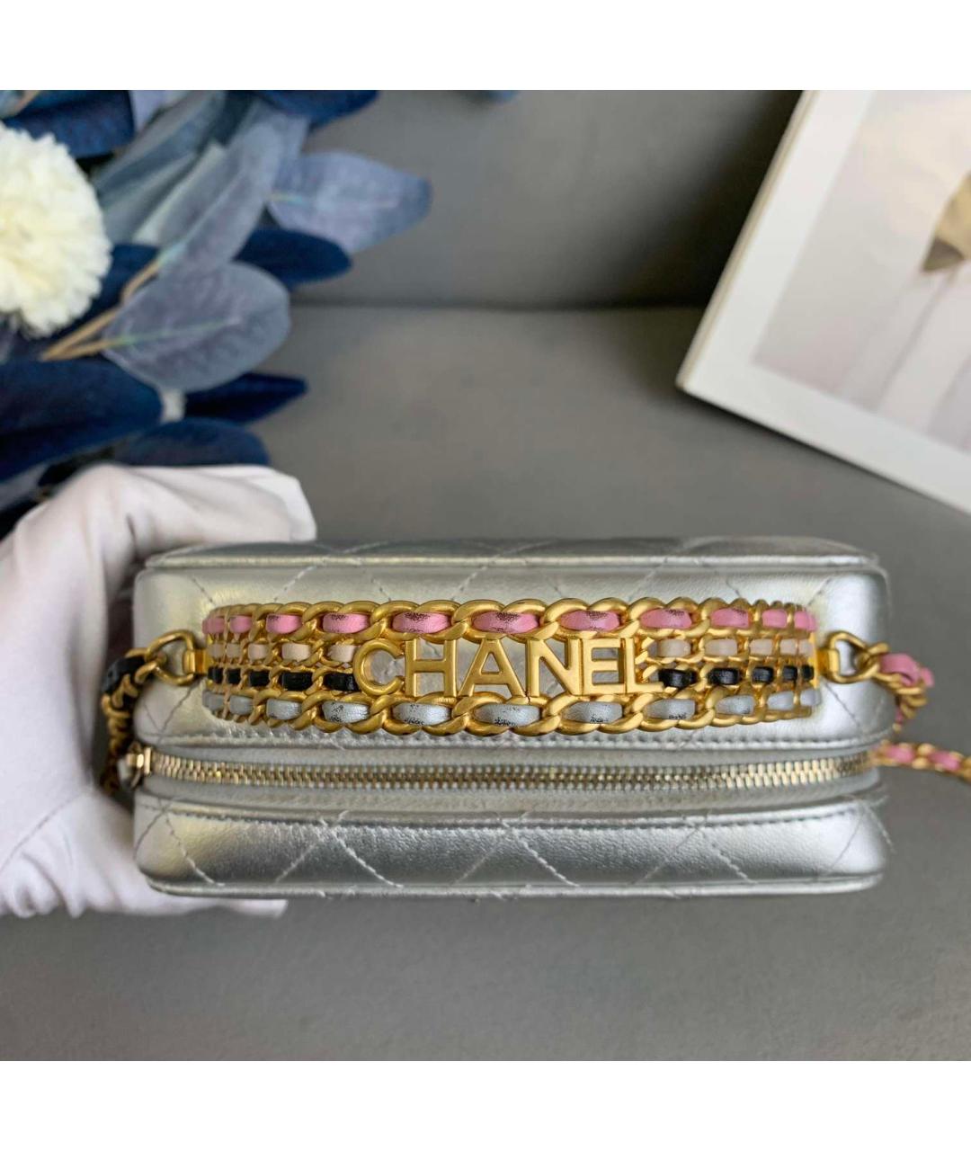 CHANEL Серебряная кожаная сумка тоут, фото 5
