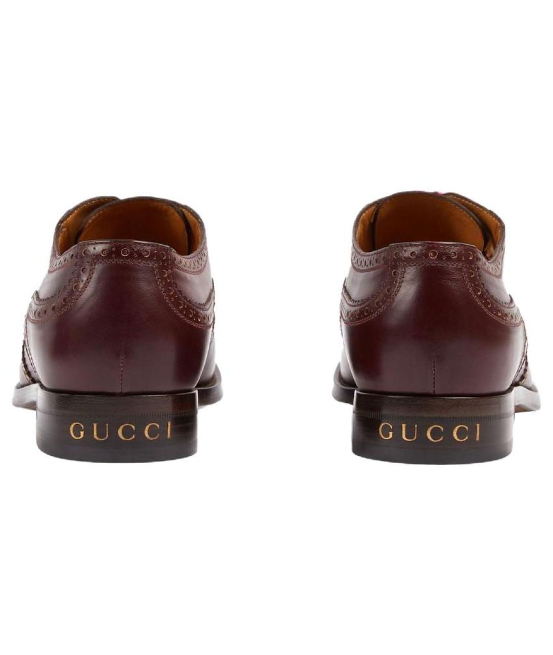 GUCCI Бордовые кожаные лоферы, фото 5