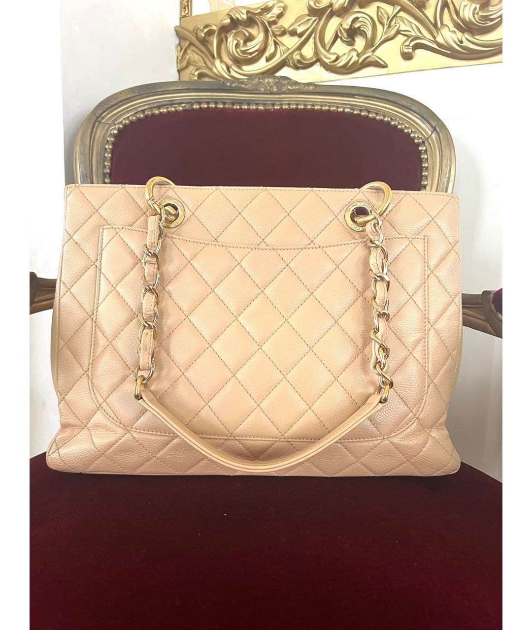 CHANEL Бежевая кожаная сумка тоут, фото 2