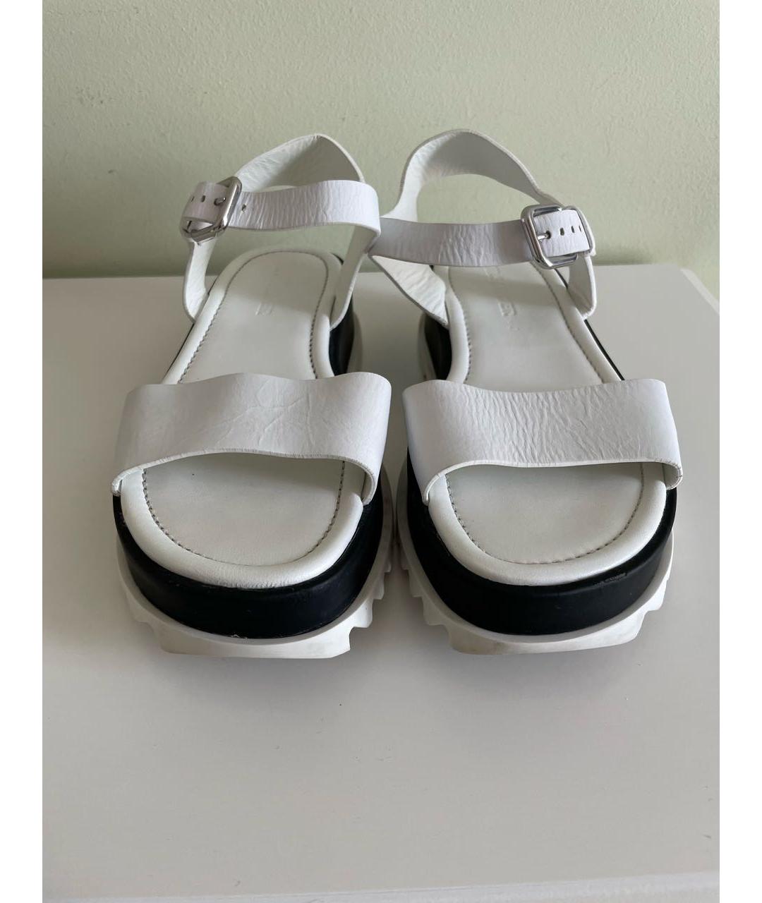 JIL SANDER Белые кожаные босоножки, фото 2