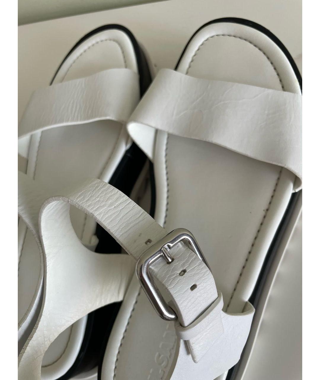 JIL SANDER Белые кожаные босоножки, фото 5