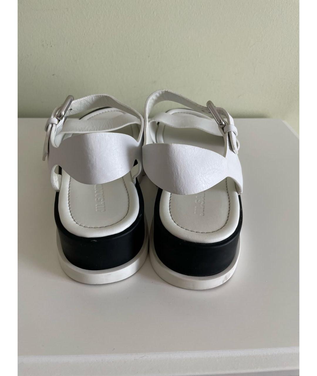 JIL SANDER Белые кожаные босоножки, фото 3