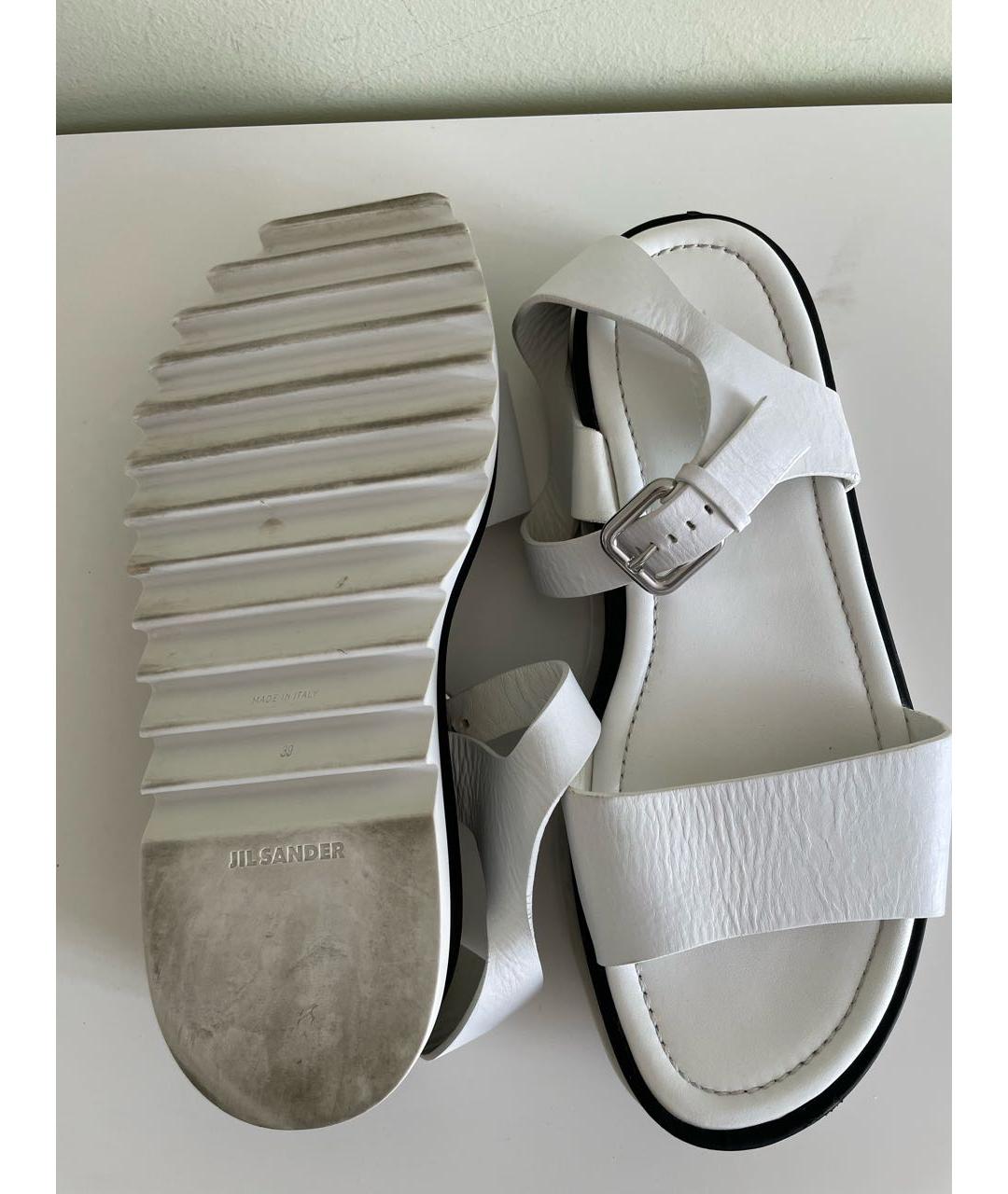 JIL SANDER Белые кожаные босоножки, фото 7