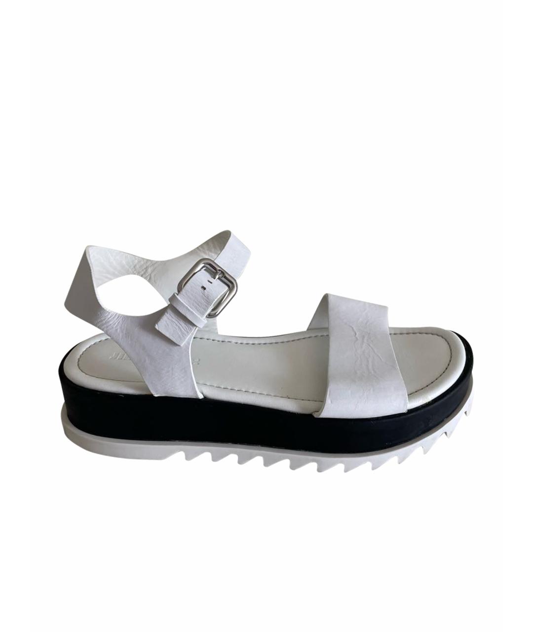 JIL SANDER Белые кожаные босоножки, фото 1