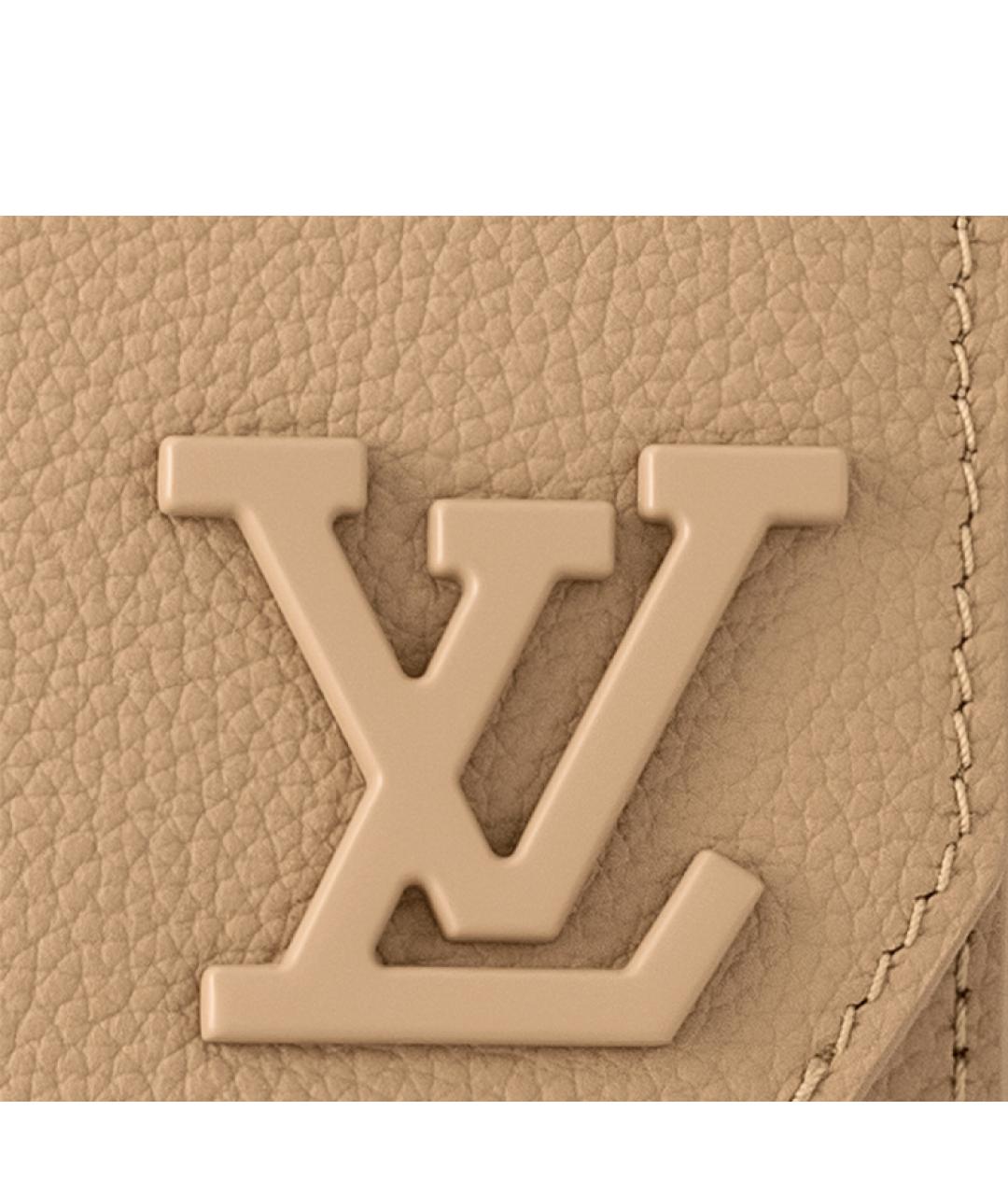 LOUIS VUITTON Бежевая кожаная барсетка, фото 5