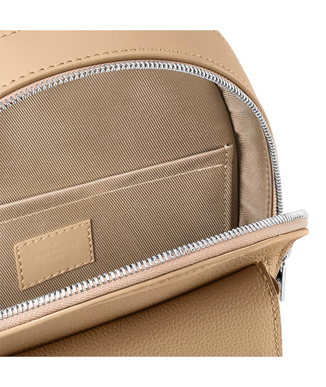 LOUIS VUITTON Бежевая кожаная барсетка, фото 4