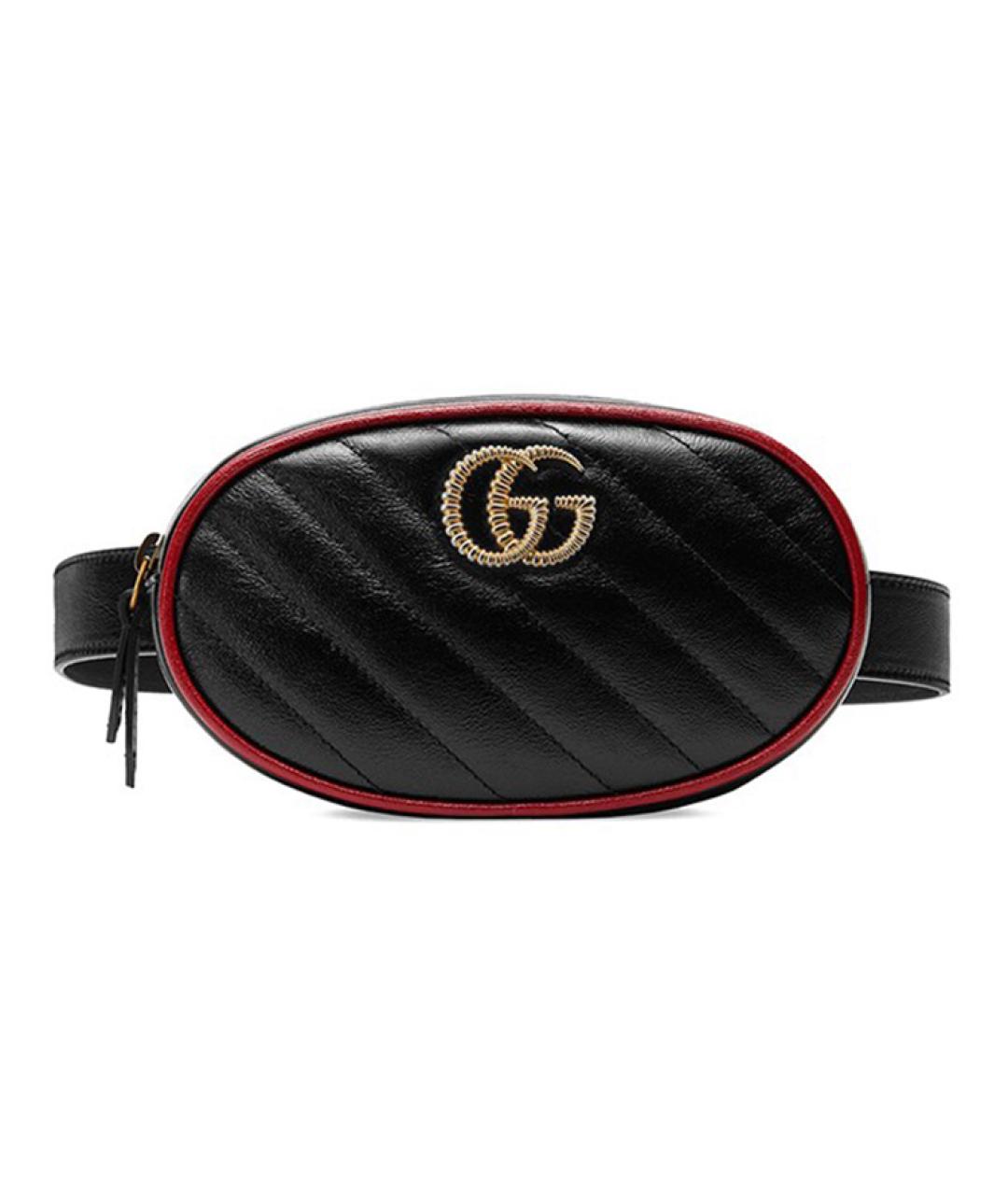 GUCCI Черная кожаная поясная сумка, фото 1