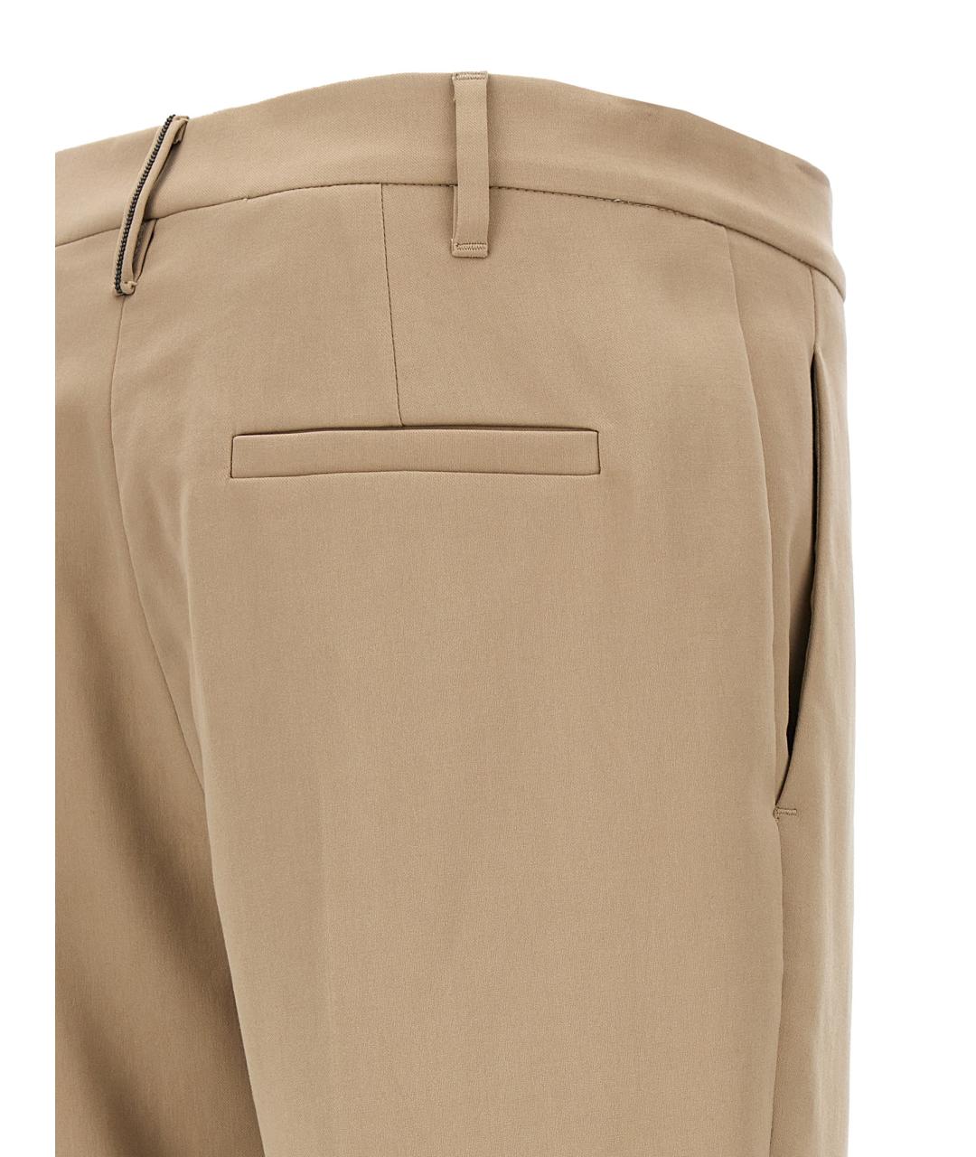 BRUNELLO CUCINELLI Бежевые хлопковые прямые брюки, фото 4