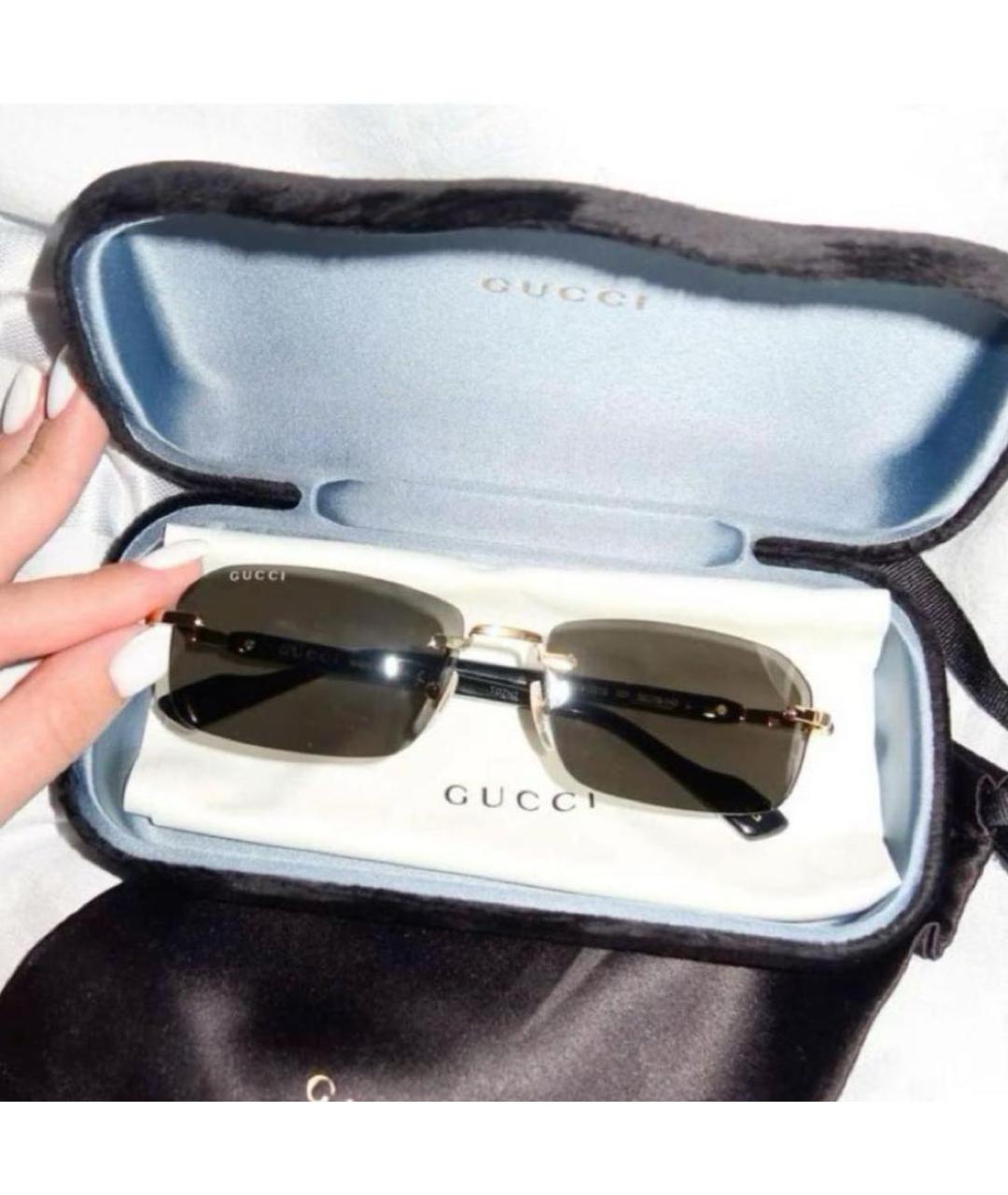 GUCCI Черные металлические солнцезащитные очки, фото 2
