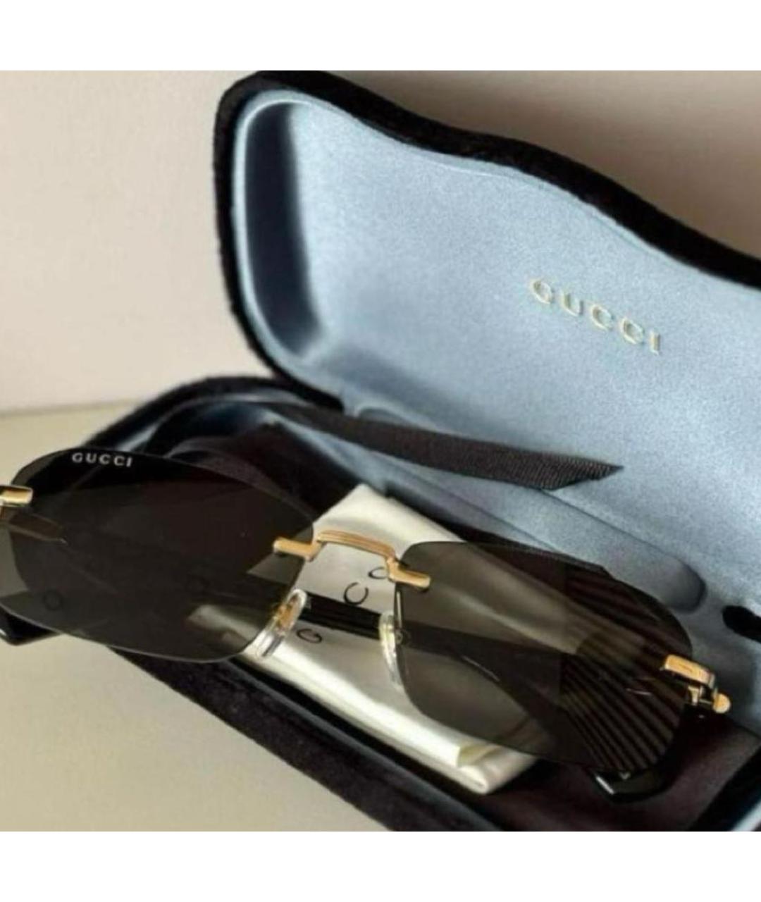 GUCCI Черные металлические солнцезащитные очки, фото 3