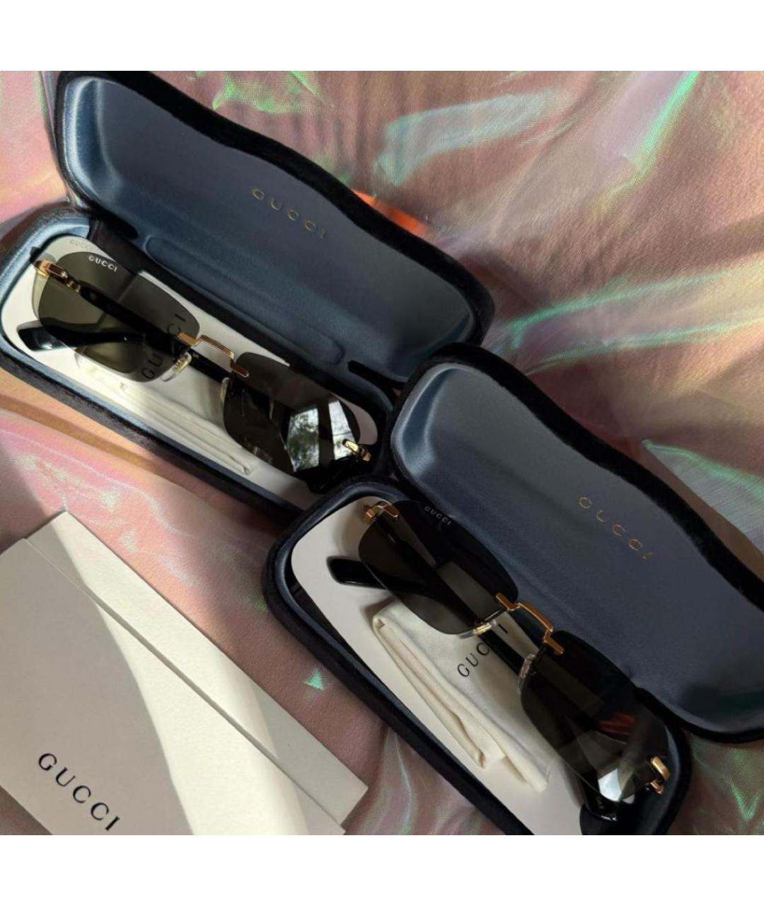 GUCCI Черные металлические солнцезащитные очки, фото 4