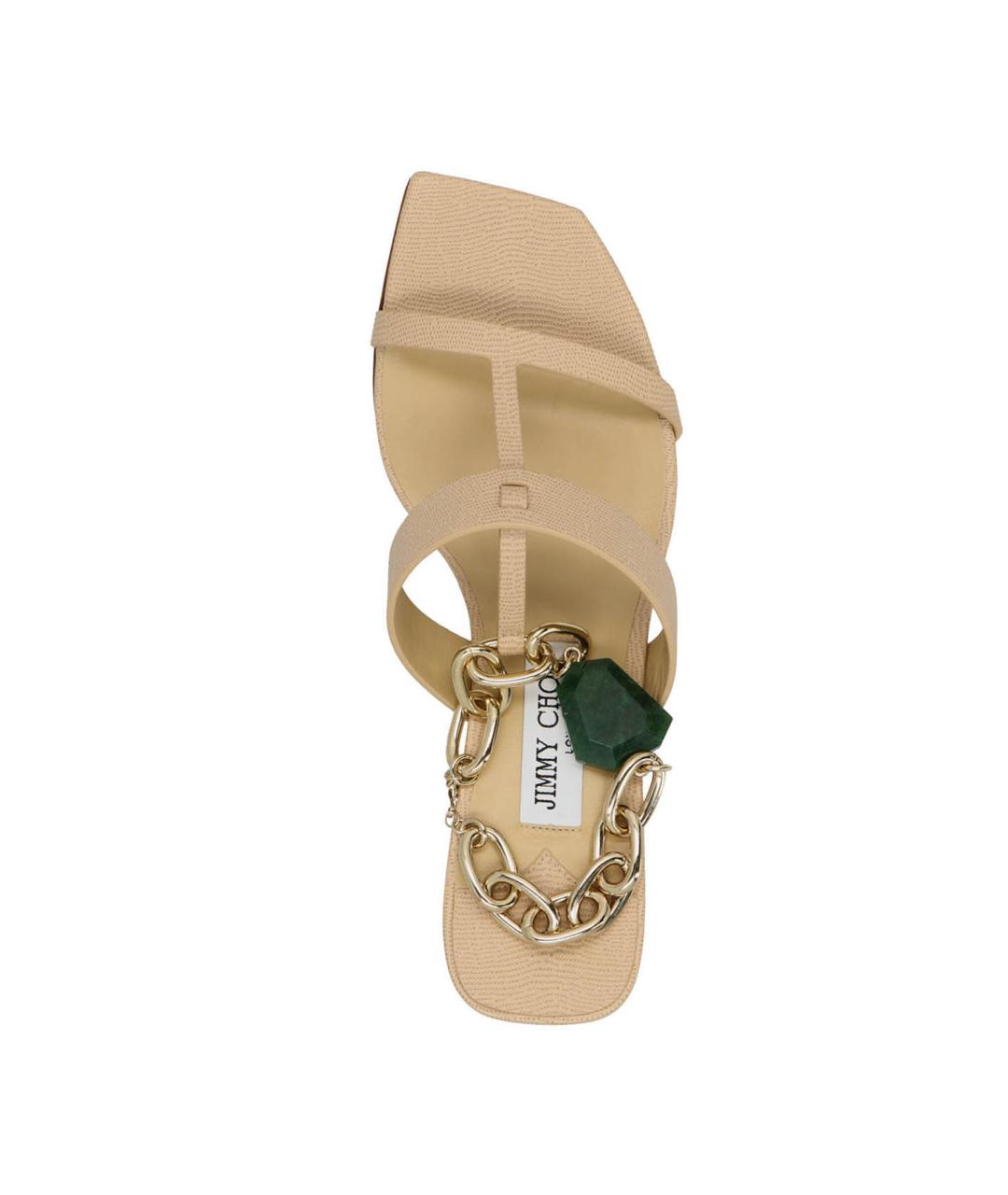 JIMMY CHOO Бежевые кожаные босоножки, фото 3