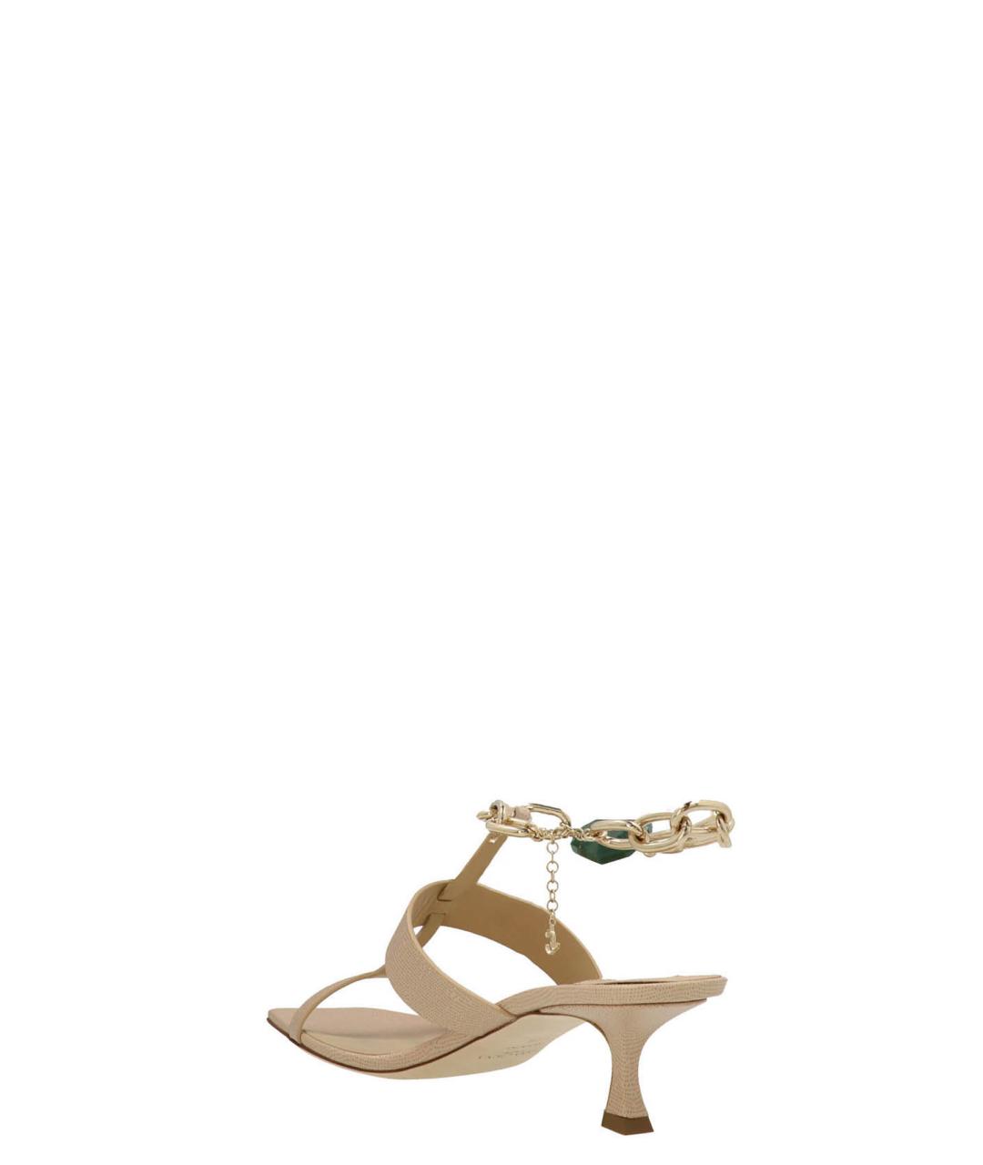 JIMMY CHOO Бежевые кожаные босоножки, фото 2