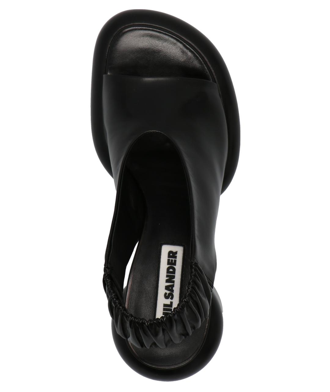 JIL SANDER Черные кожаные босоножки, фото 3