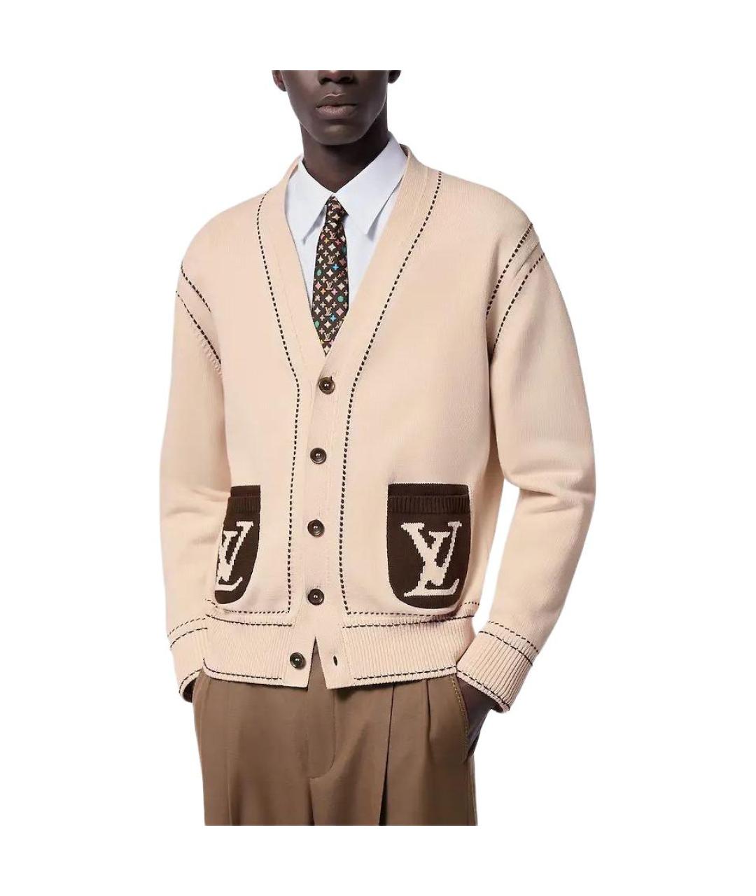LOUIS VUITTON Бежевый хлопковый кардиган, фото 3