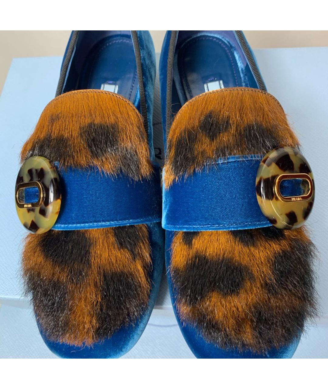 PRADA Синие бархатные лоферы, фото 8
