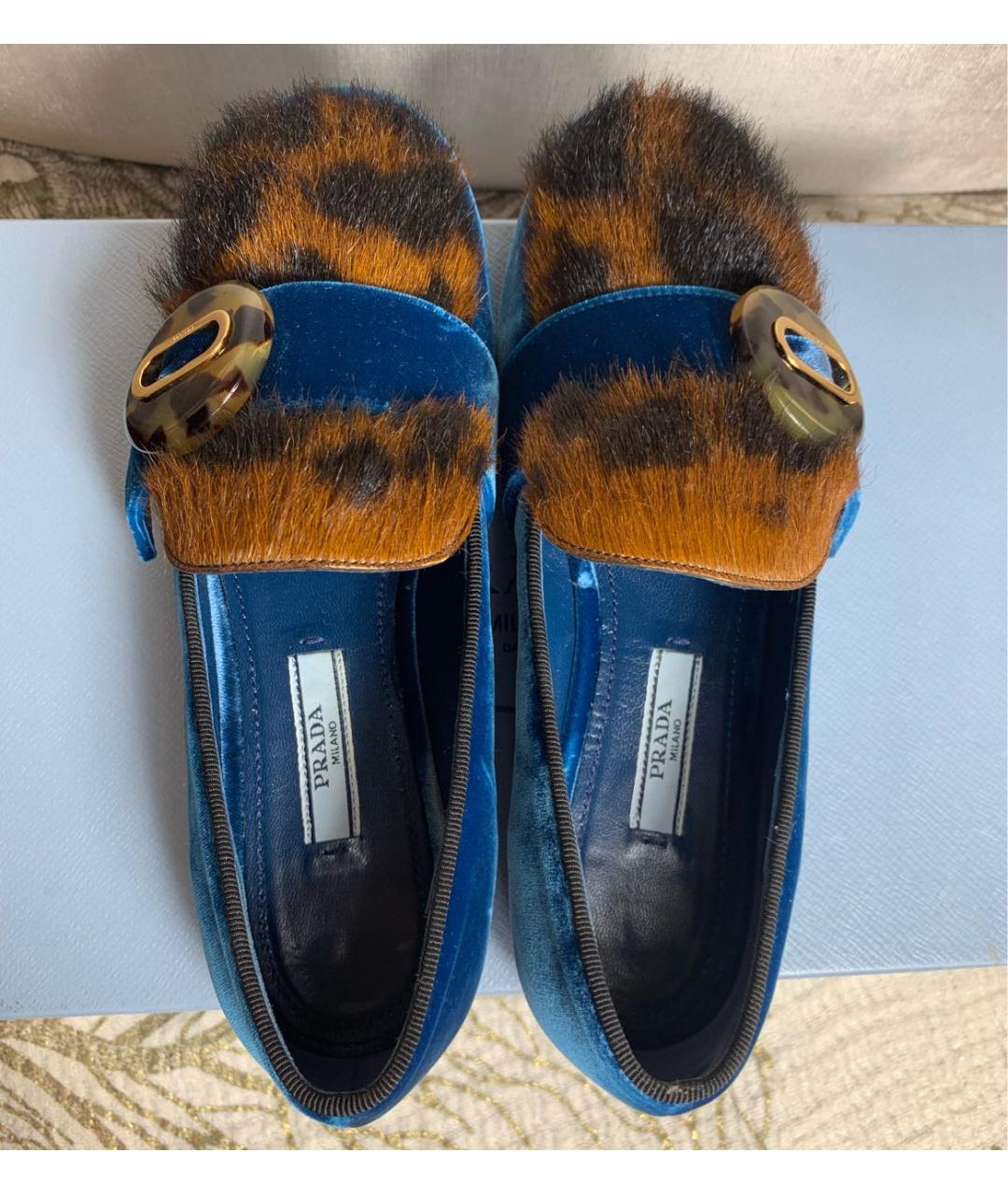 PRADA Синие бархатные лоферы, фото 3