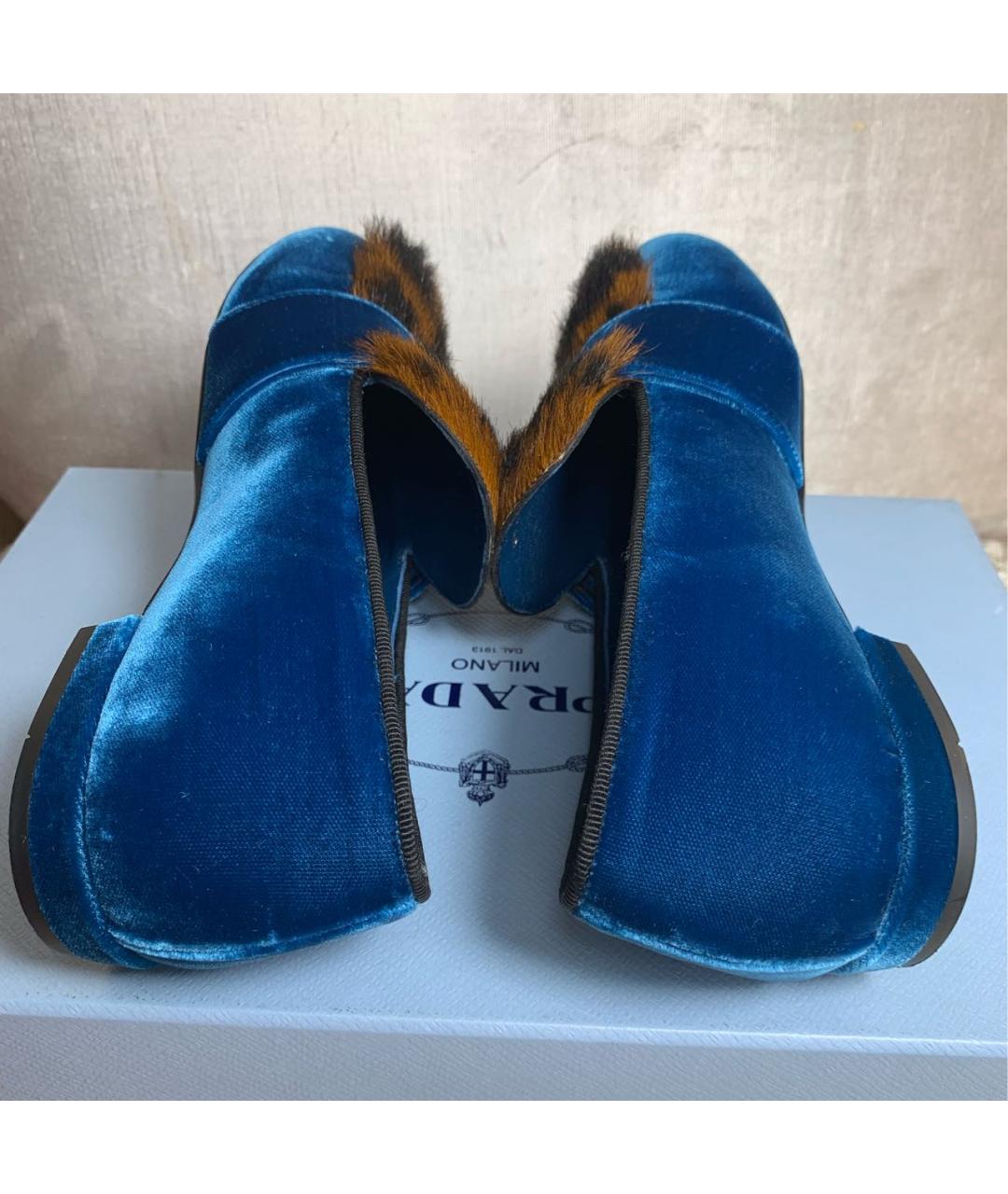 PRADA Синие бархатные лоферы, фото 5