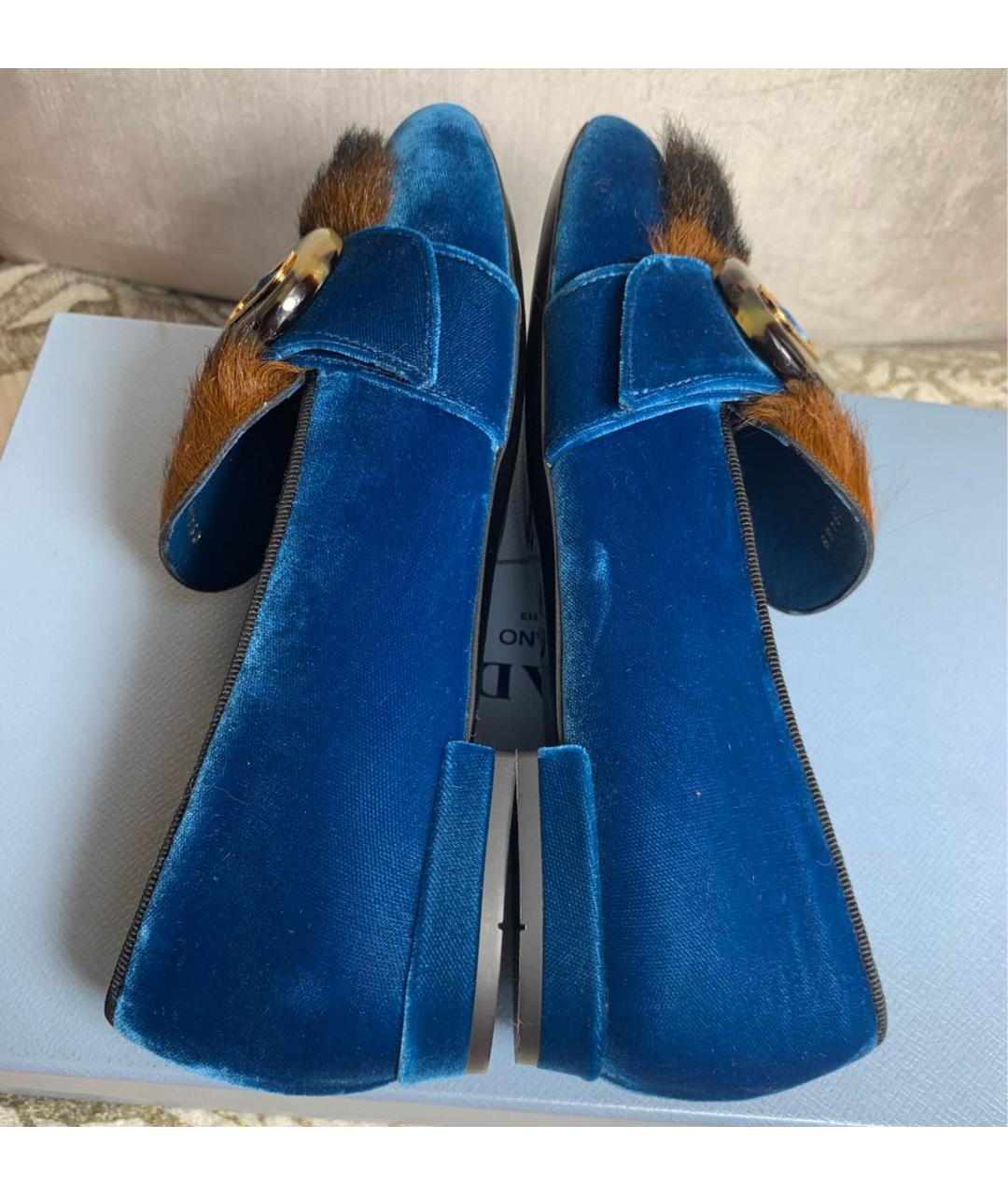 PRADA Синие бархатные лоферы, фото 6