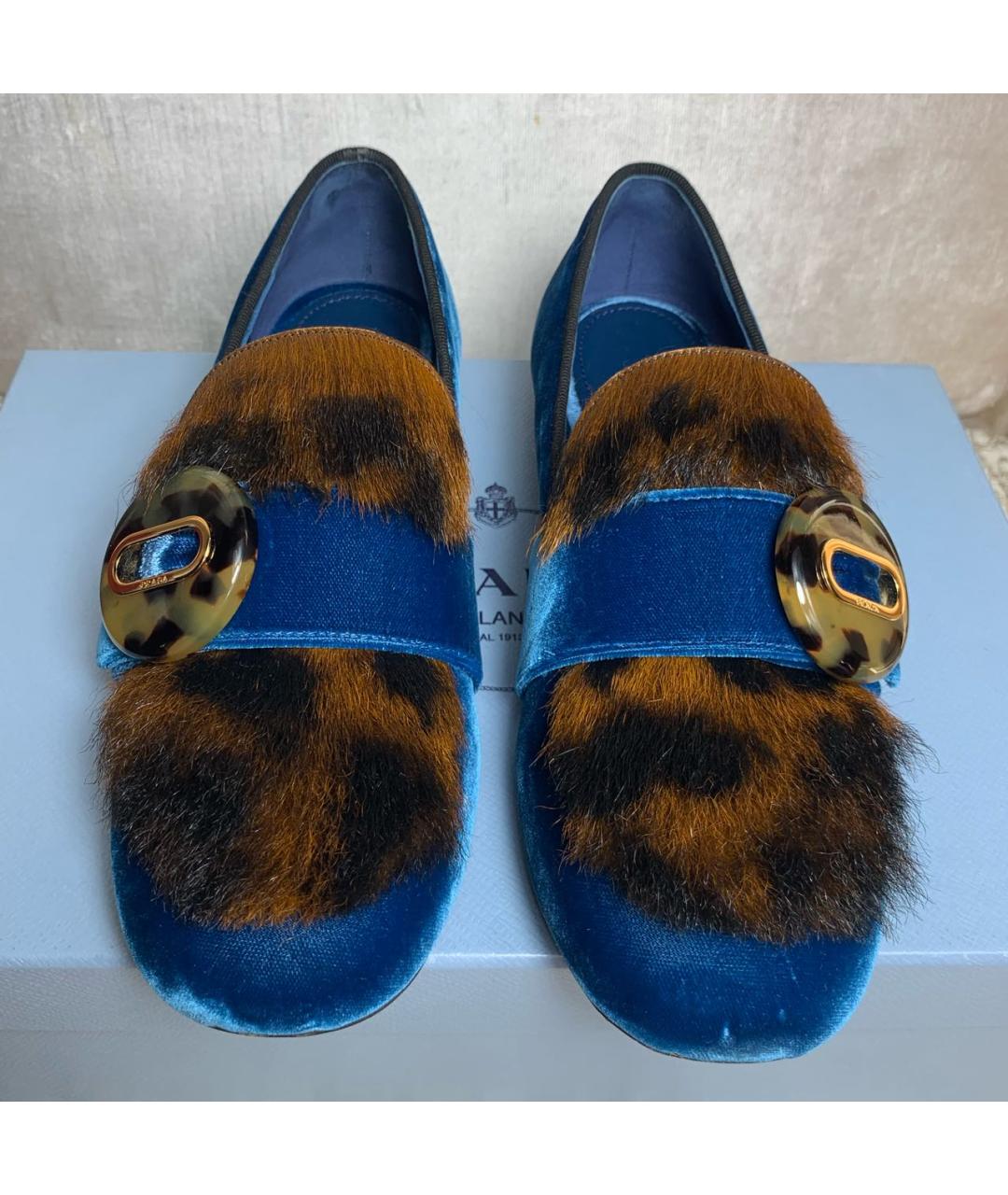 PRADA Синие бархатные лоферы, фото 2