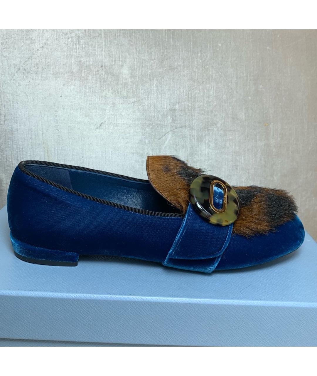 PRADA Синие бархатные лоферы, фото 9