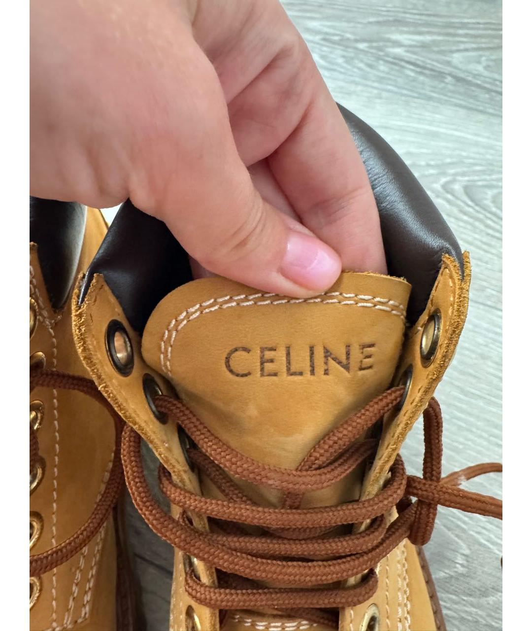 CELINE Горчичные нубуковые ботинки, фото 5