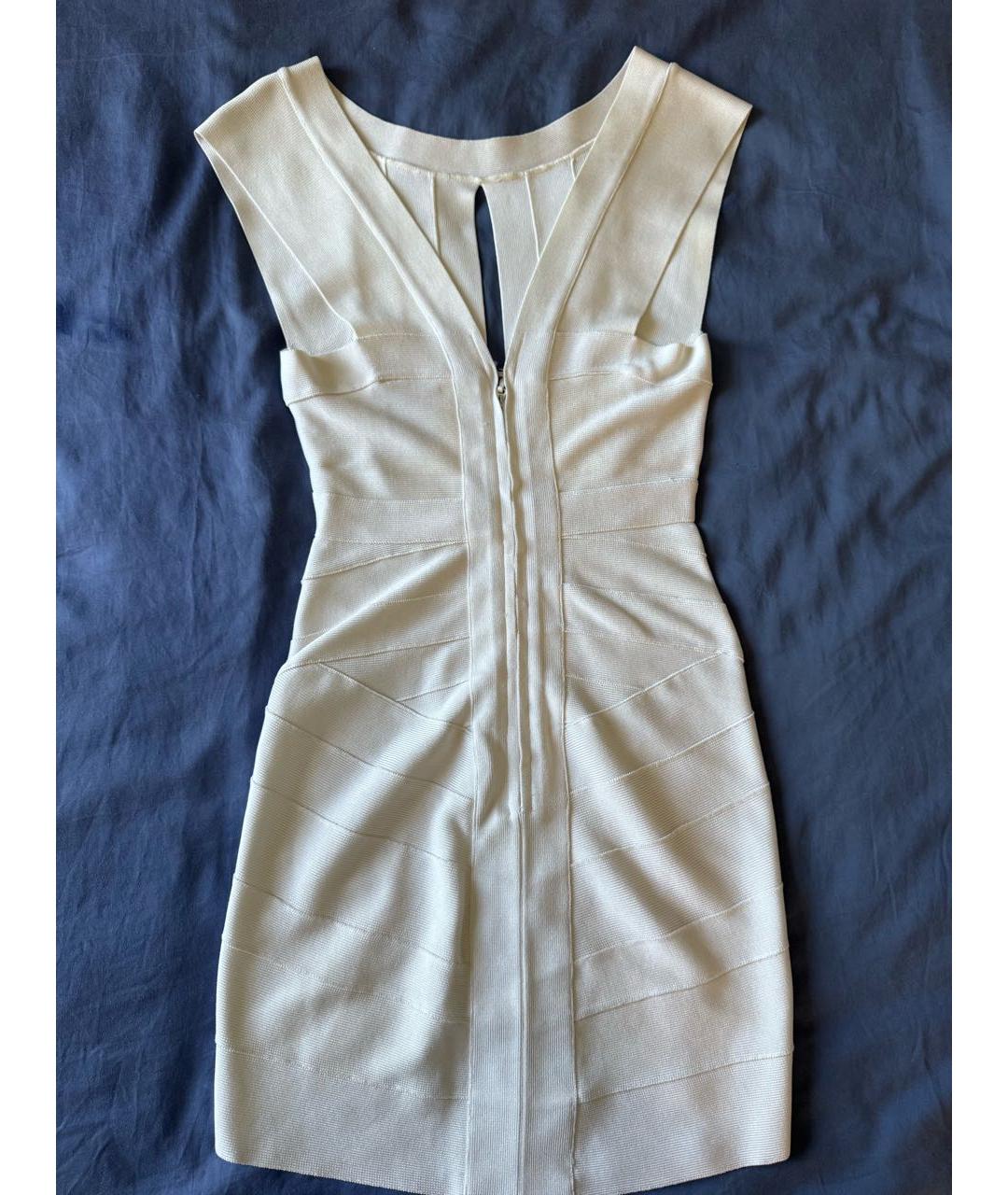 HERVE LEGER Белое вискозное коктейльное платье, фото 2
