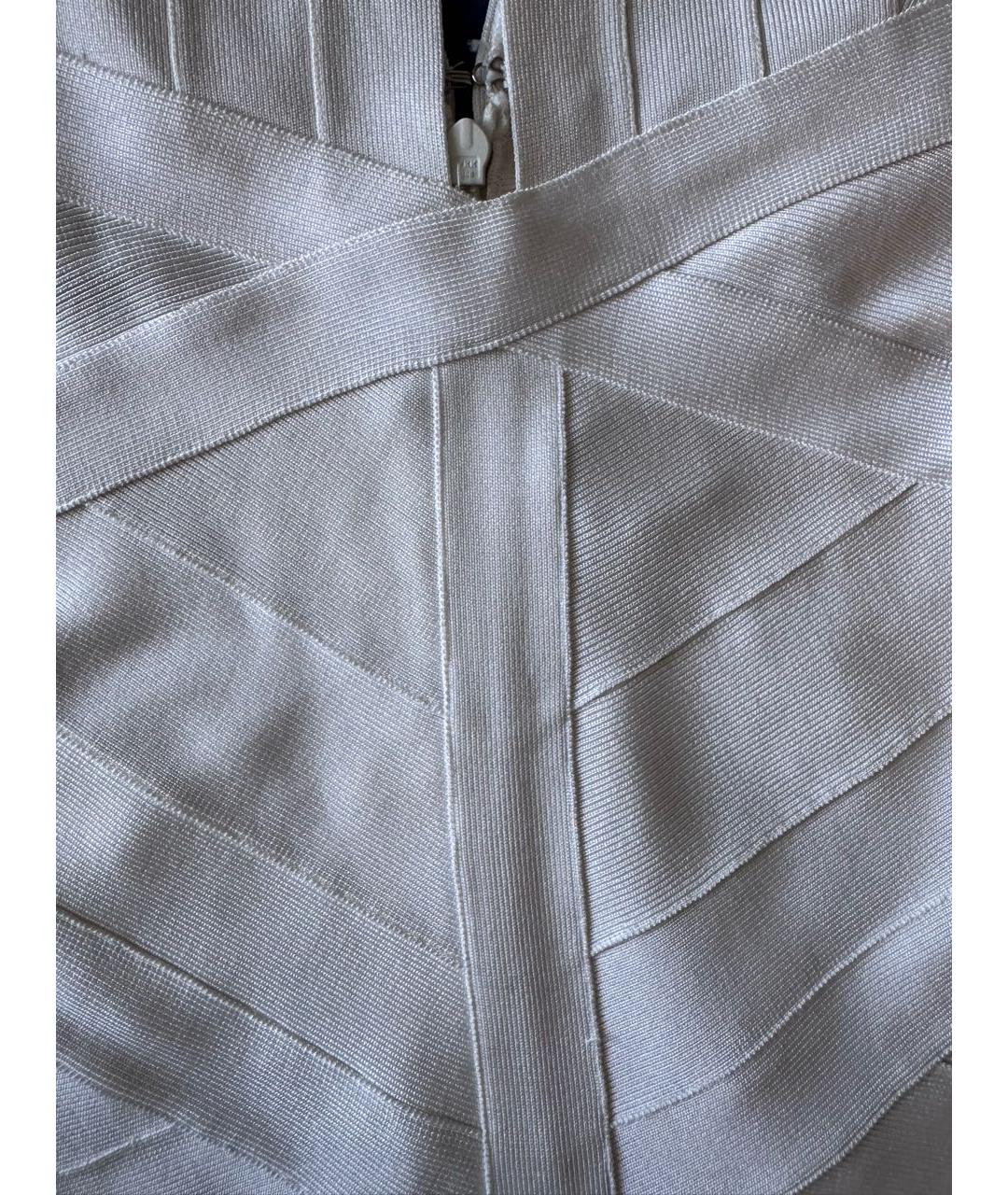 HERVE LEGER Белое вискозное коктейльное платье, фото 5