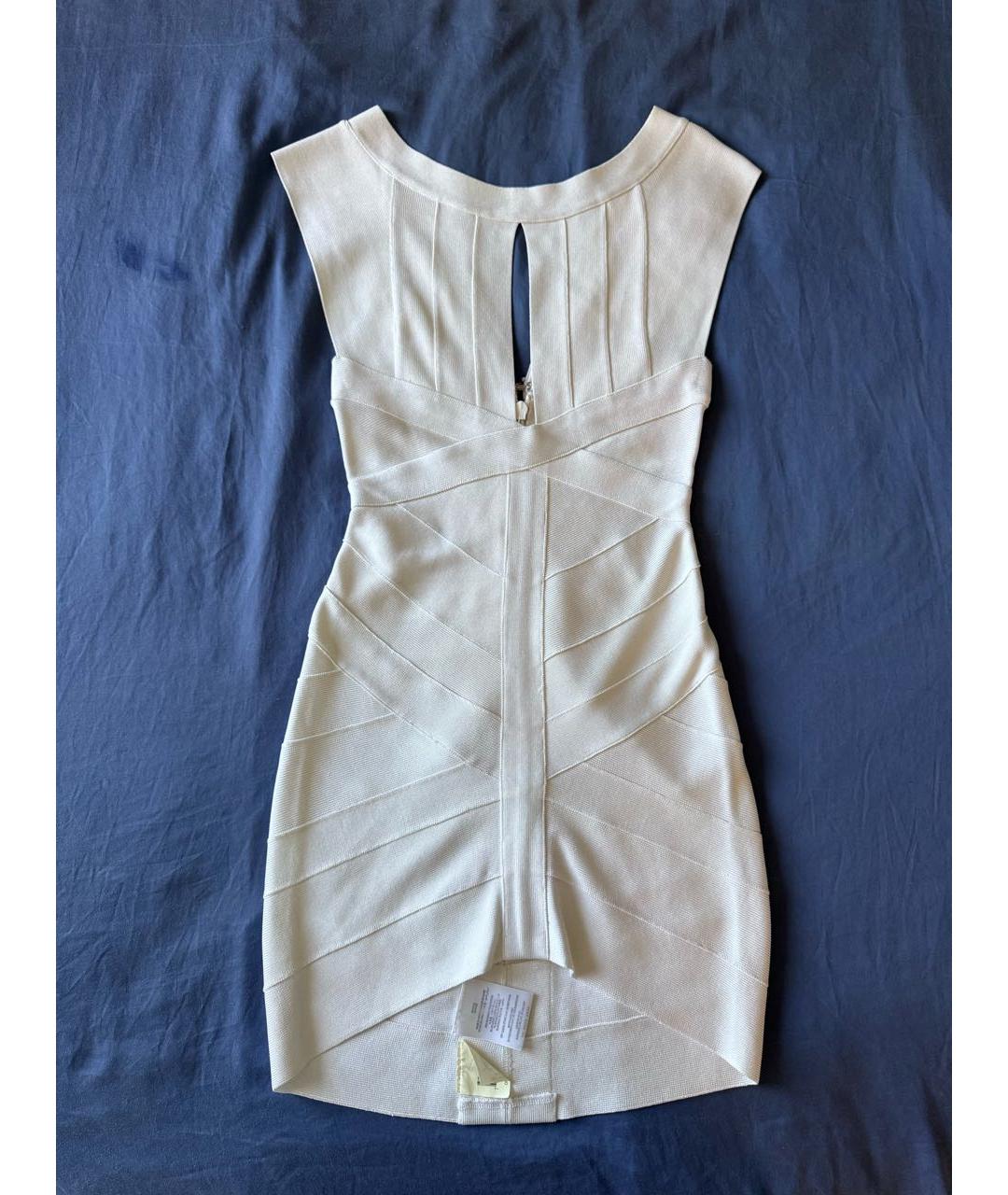 HERVE LEGER Белое вискозное коктейльное платье, фото 9