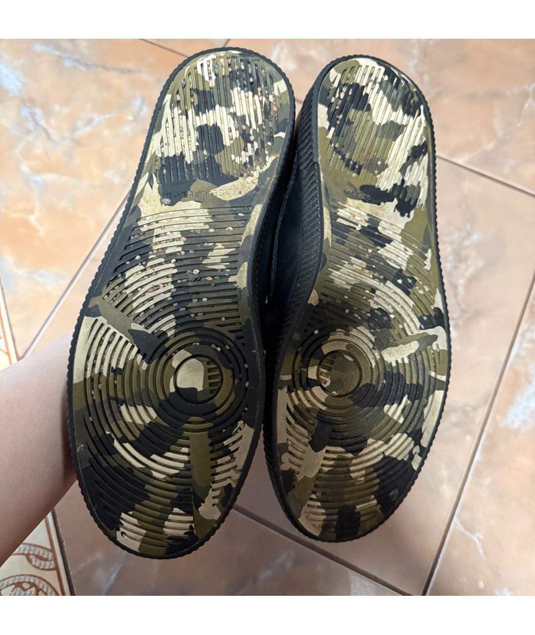 DOLCE&GABBANA Черные кожаные низкие кроссовки / кеды, фото 3