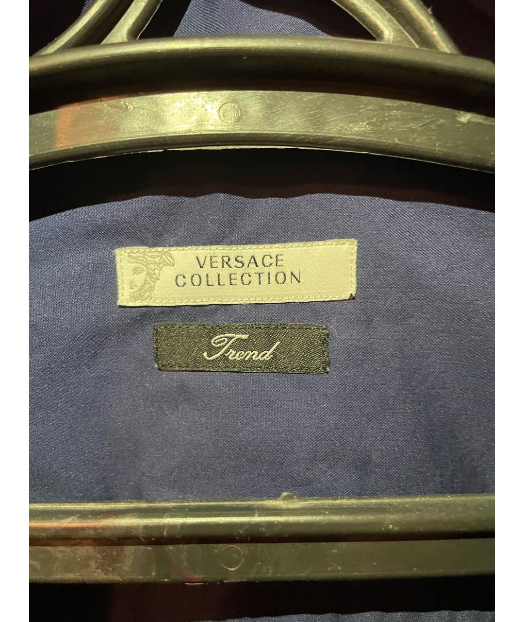 VERSACE COLLECTION Темно-синяя хлопковая классическая рубашка, фото 3