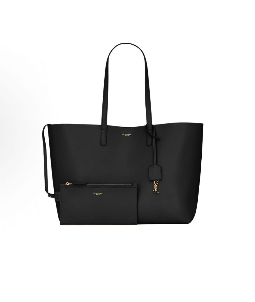 SAINT LAURENT Желтая кожаная сумка тоут, фото 2