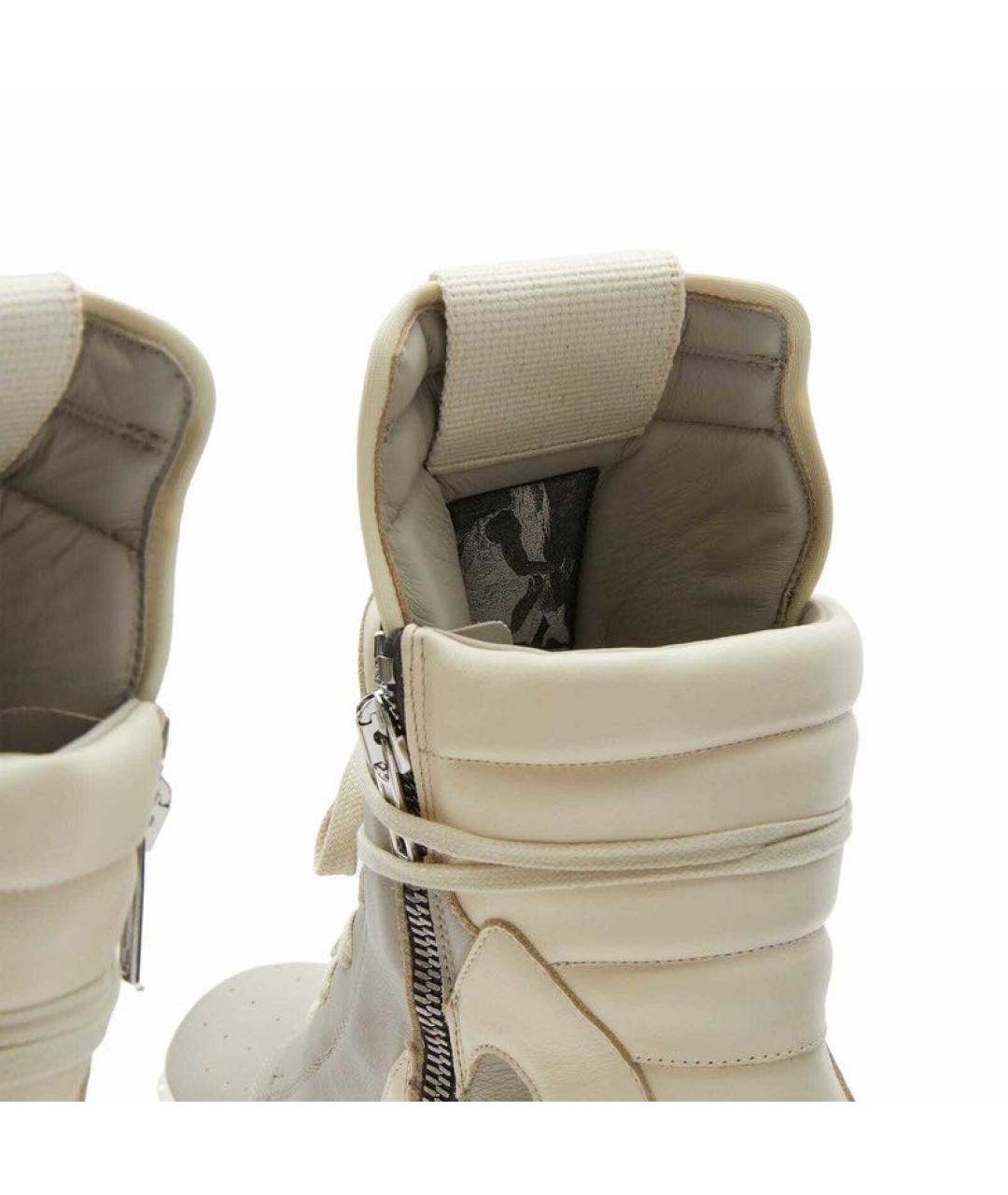 RICK OWENS Серые кожаные высокие кроссовки / кеды, фото 5