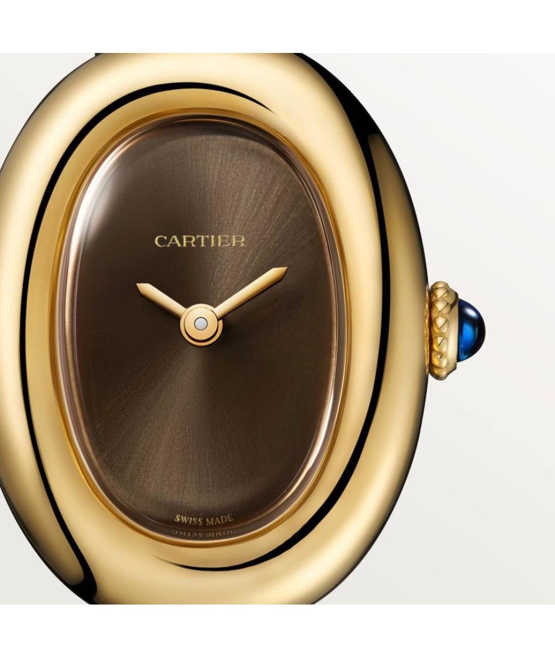 CARTIER Коричневые часы из желтого золота, фото 2