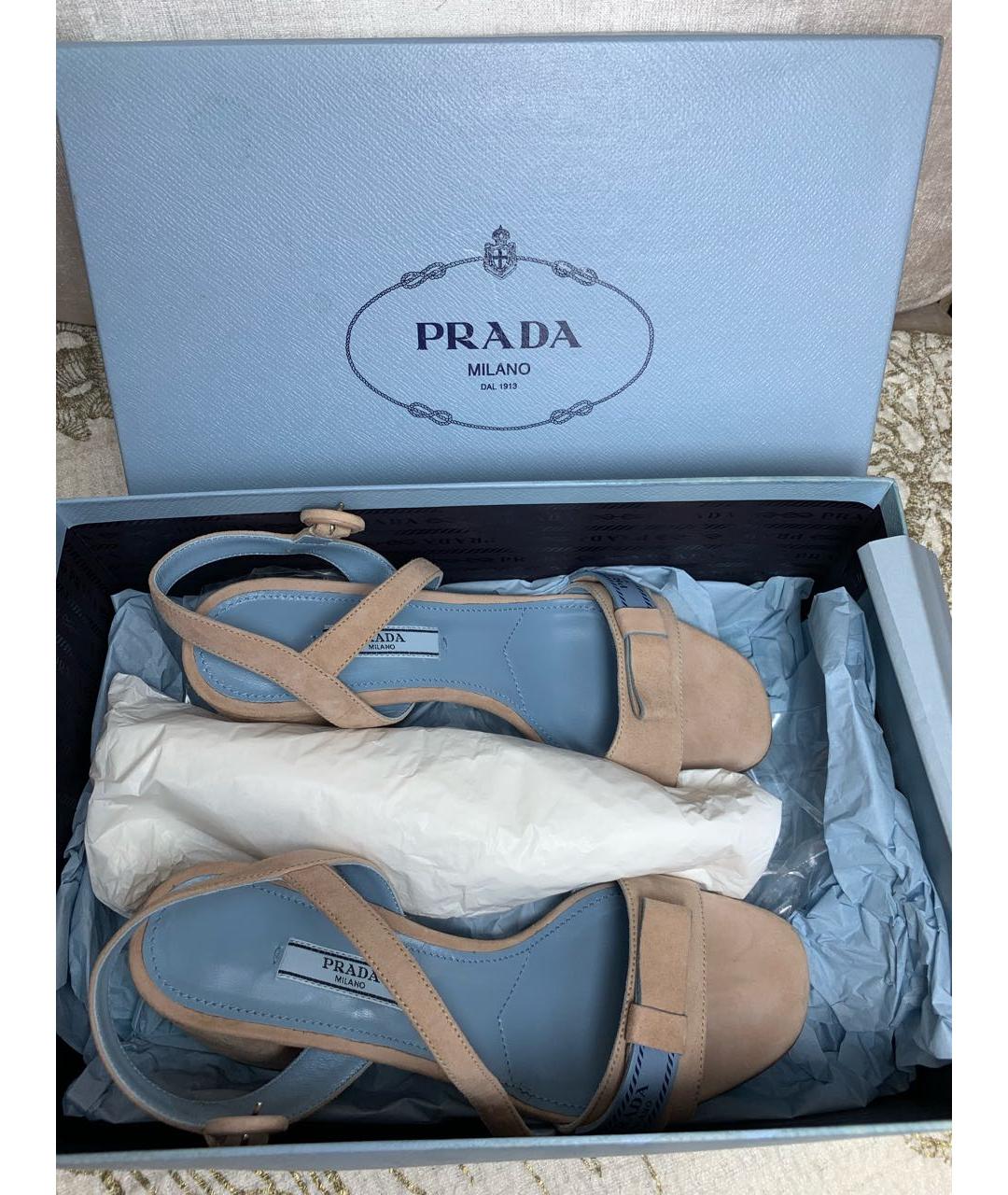 PRADA Розовые замшевые босоножки, фото 6