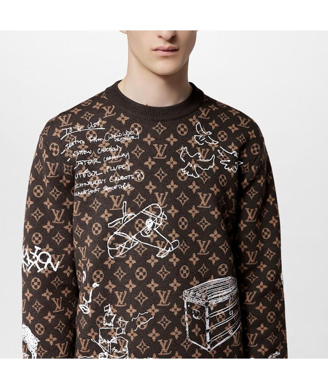 LOUIS VUITTON Коричневый шерстяной джемпер / свитер, фото 6