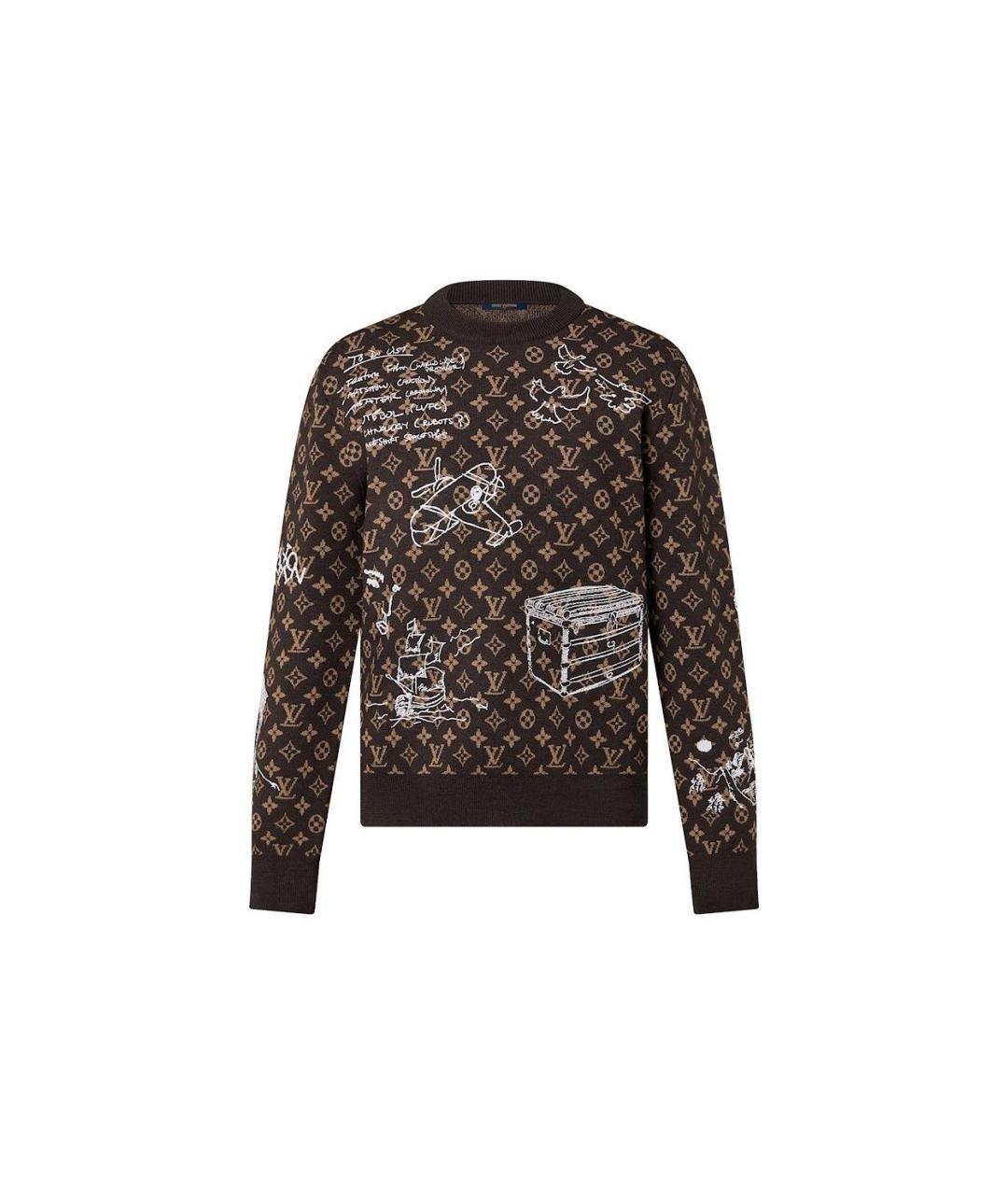 LOUIS VUITTON Коричневый шерстяной джемпер / свитер, фото 1