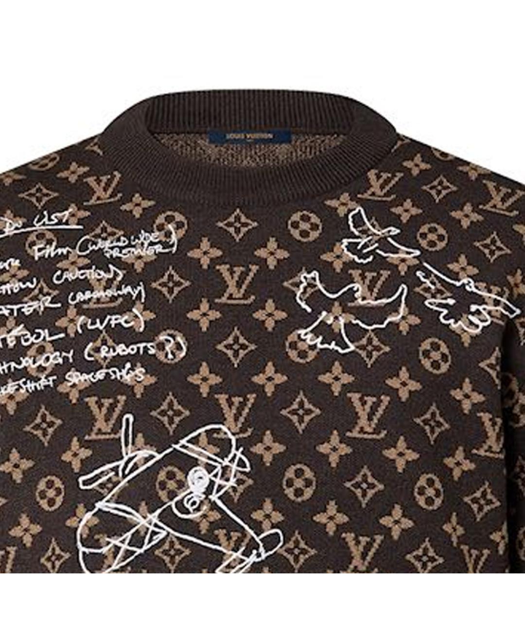LOUIS VUITTON Коричневый шерстяной джемпер / свитер, фото 5