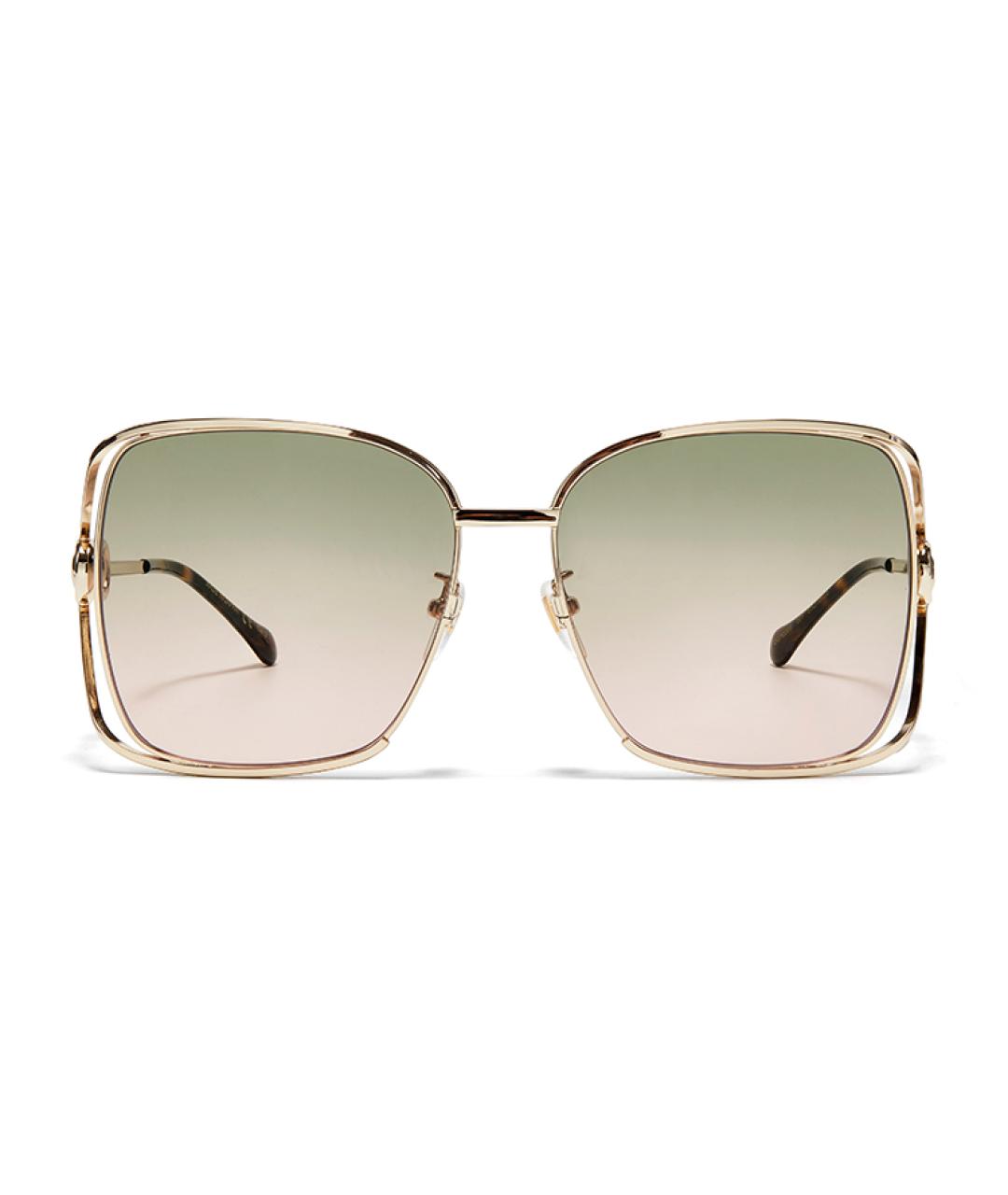 GUCCI Золотые металлические солнцезащитные очки, фото 2