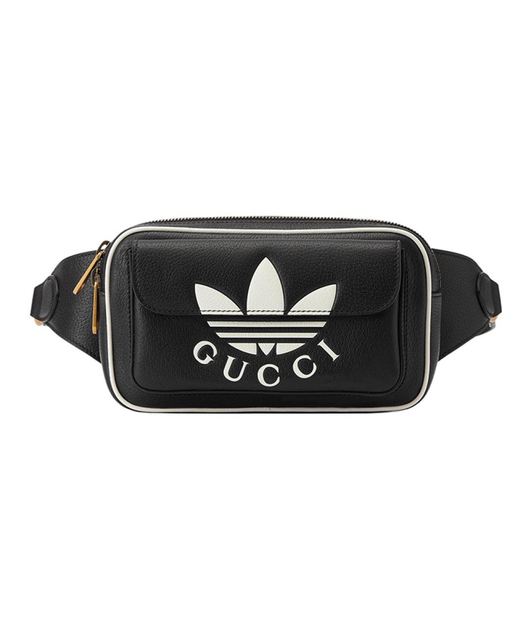 GUCCI Черная кожаная поясная сумка, фото 1