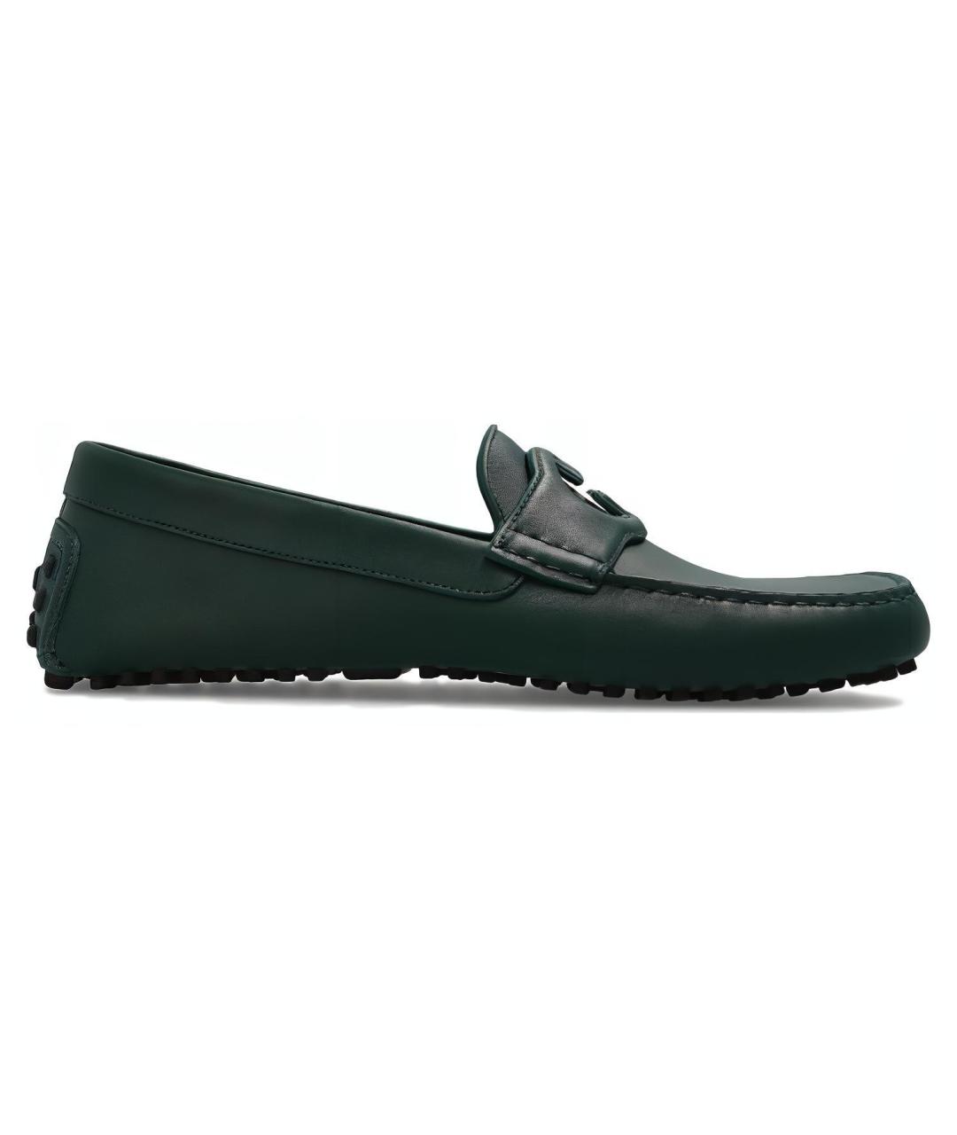 GUCCI Зеленые кожаные лоферы, фото 1
