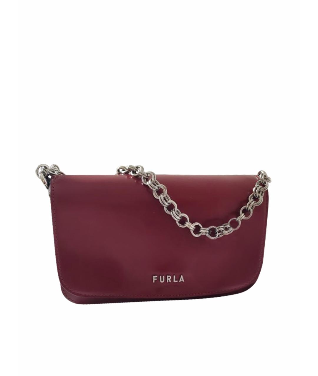 FURLA Бордовая сумка через плечо из лакированной кожи, фото 1