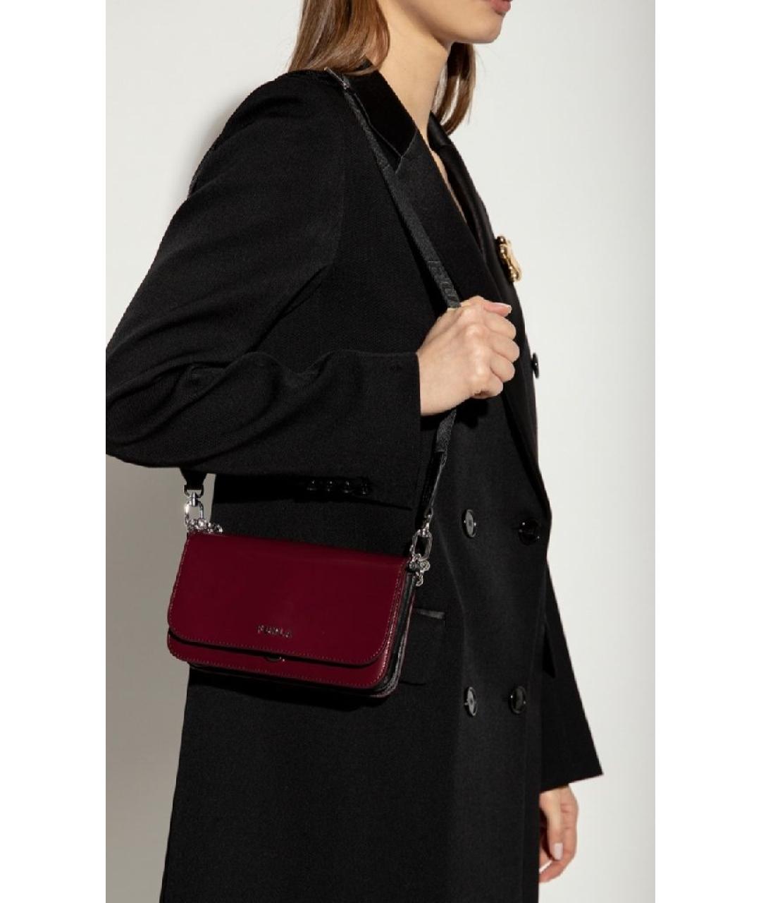 FURLA Бордовая сумка через плечо из лакированной кожи, фото 9
