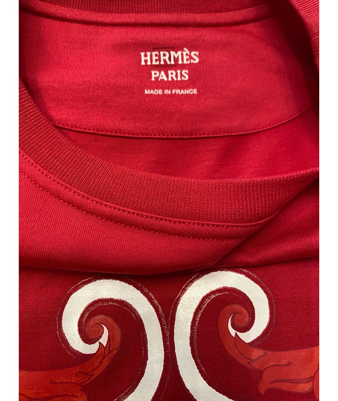 HERMES Красная хлопковая футболка, фото 5