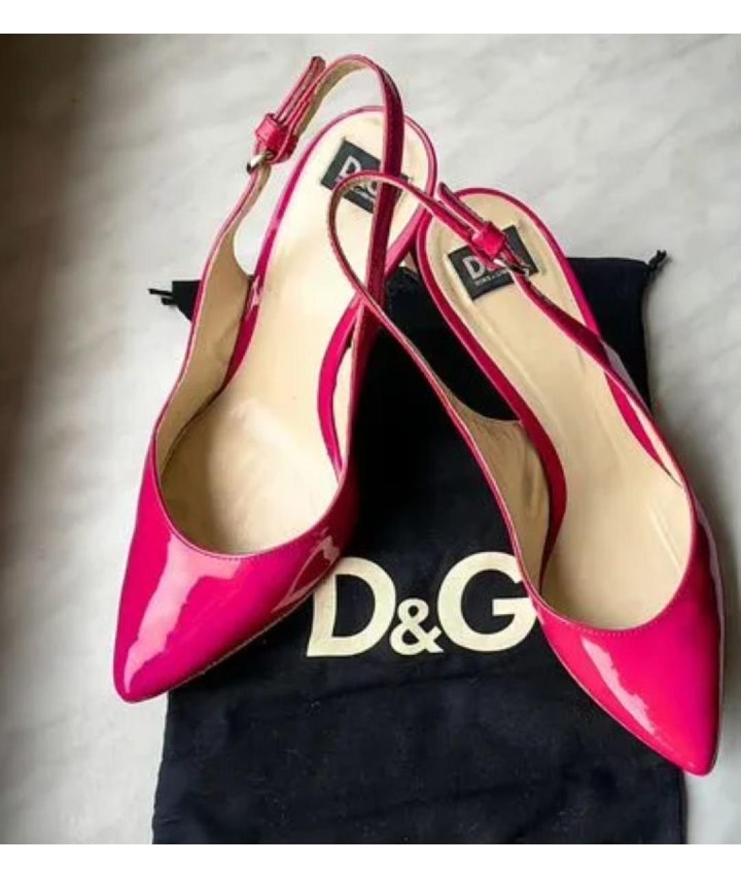 DOLCE&GABBANA Розовые босоножки из лакированной кожи, фото 2