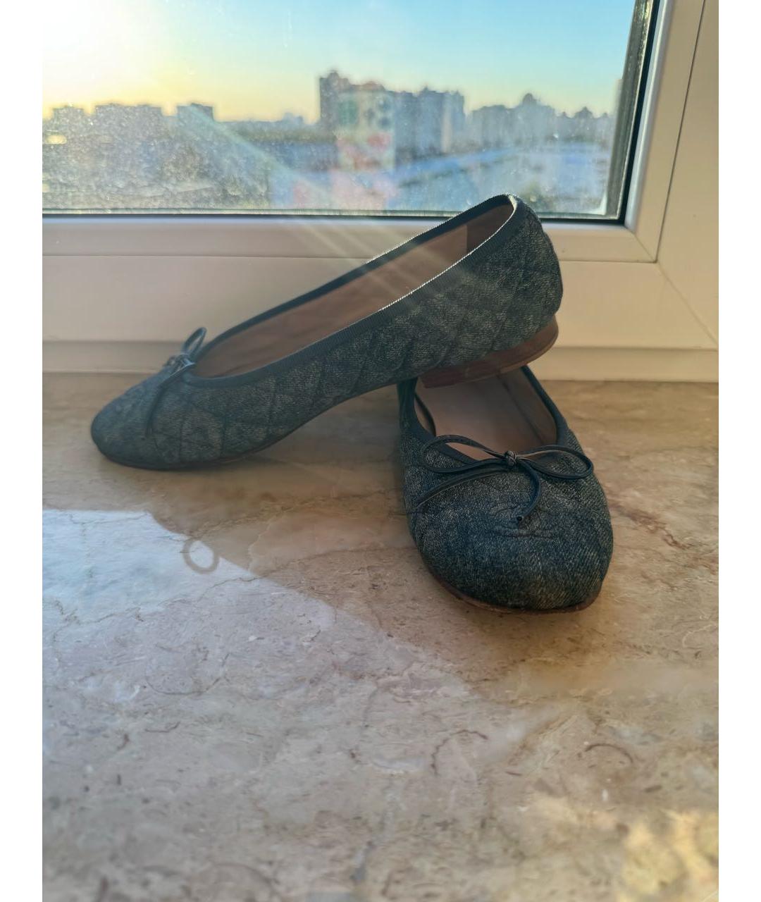 CHANEL Синие текстильные балетки, фото 5