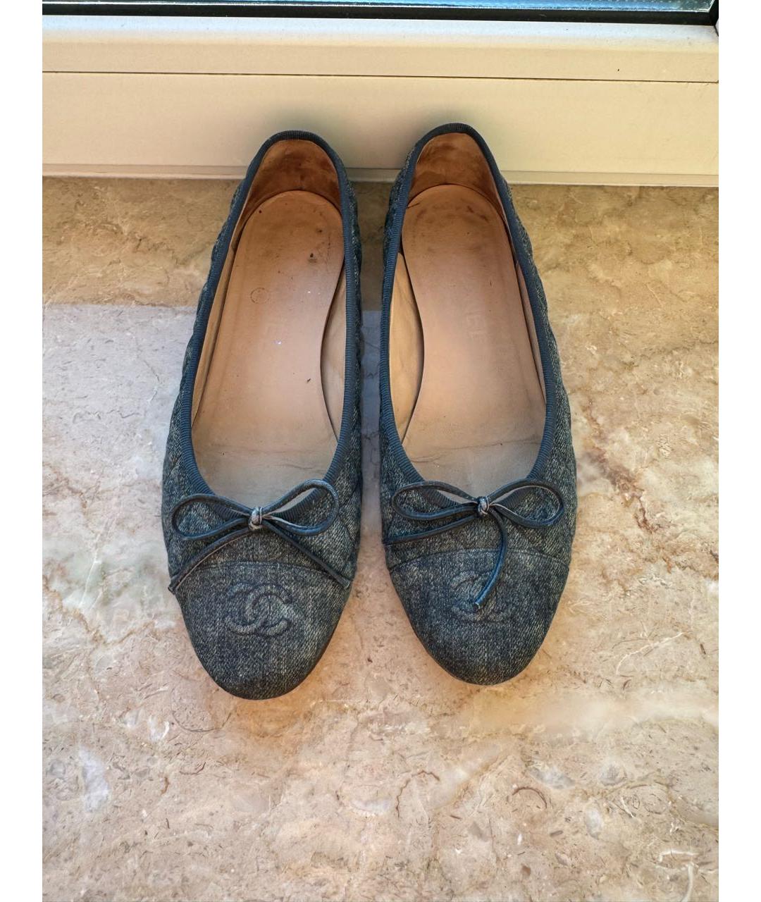 CHANEL Синие текстильные балетки, фото 6